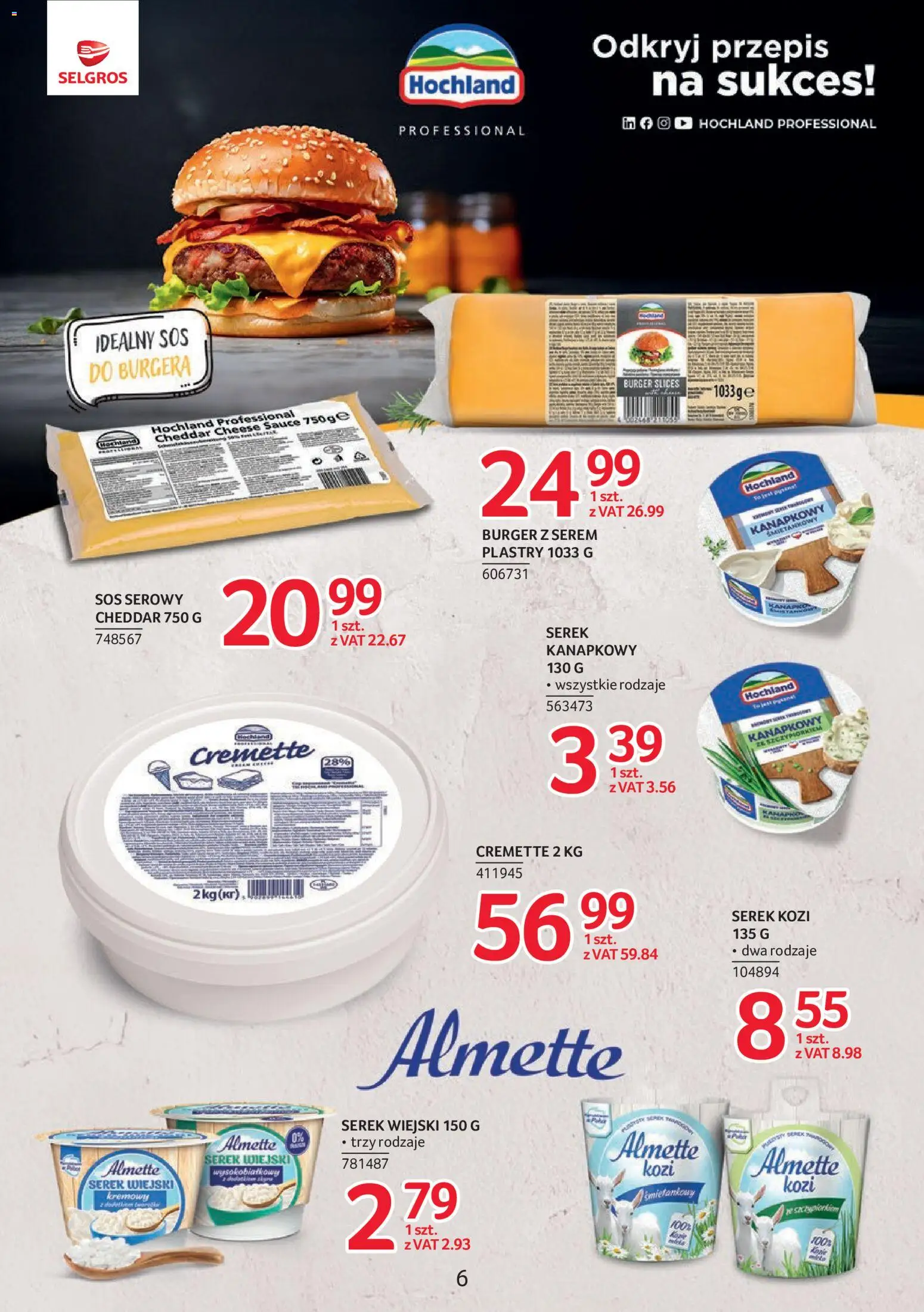 Selgros cash&carry gazetka - Markowe produkty od 16.07.2026 | Strona: 6 | Produkty: Sos serowy, Serek kanapkowy, Serek, Sos