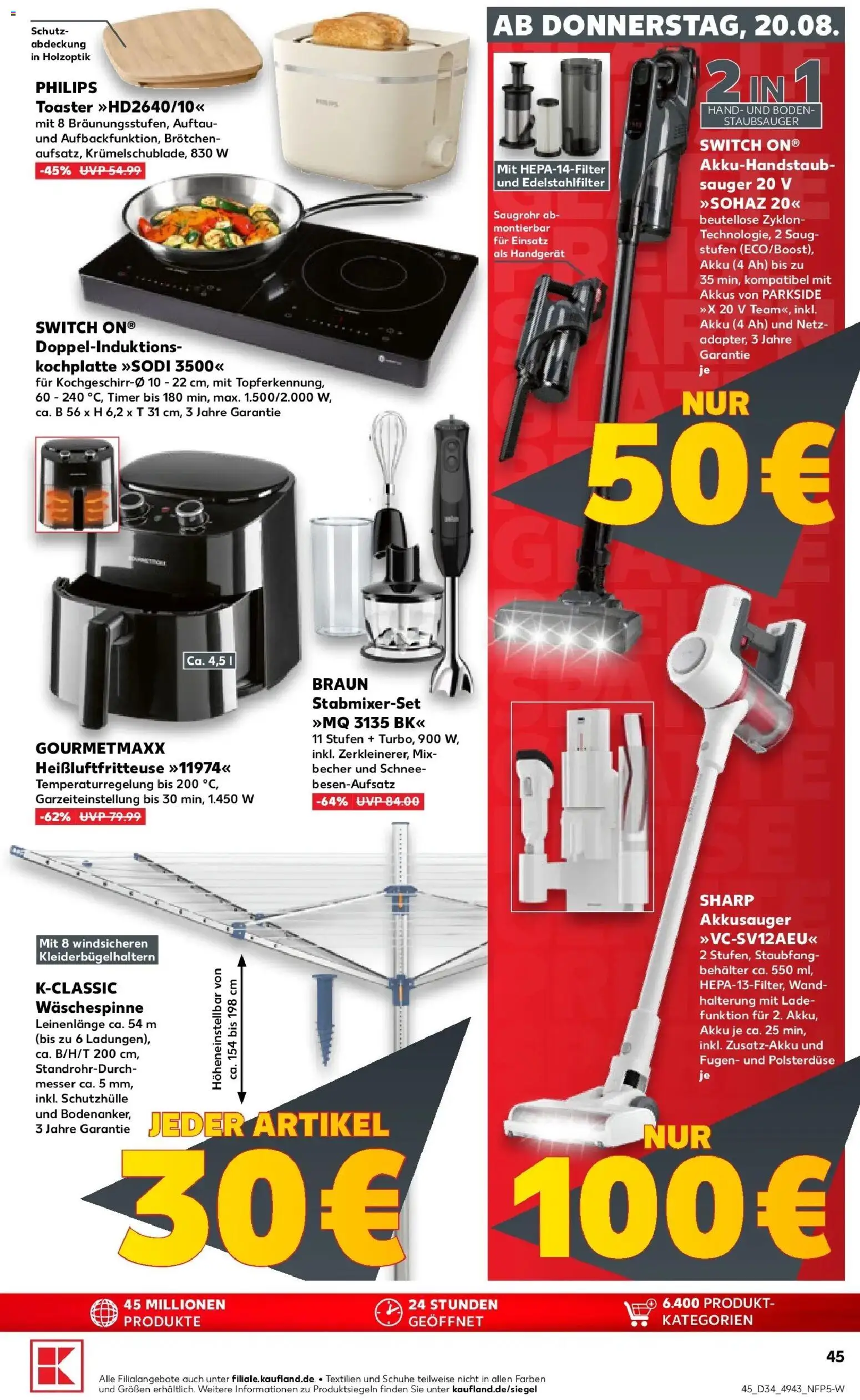Prospekt Kaufland ab 17.08.2026 » Angebote Online zum Blättern | Seite: 56 | Produkte: Staubsauger, Toaster, Kochplatte, Heißluftfritteuse