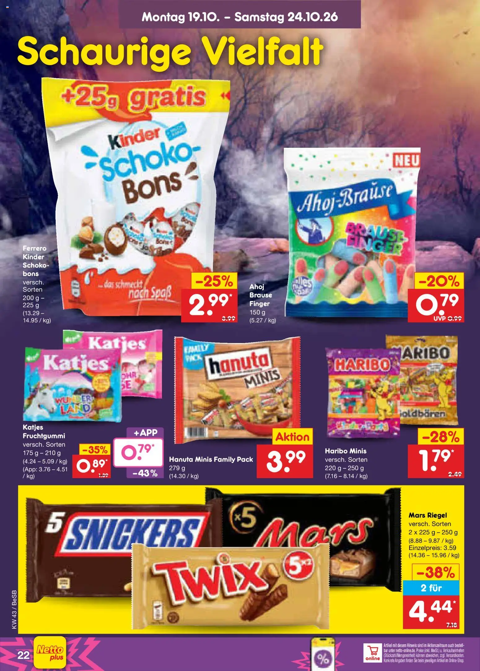 Netto Marken-Discount Prospekt – gültig ab 19.10.2026 | Seite: 24 | Produkte: Haribo, Katjes, Mars, Twix