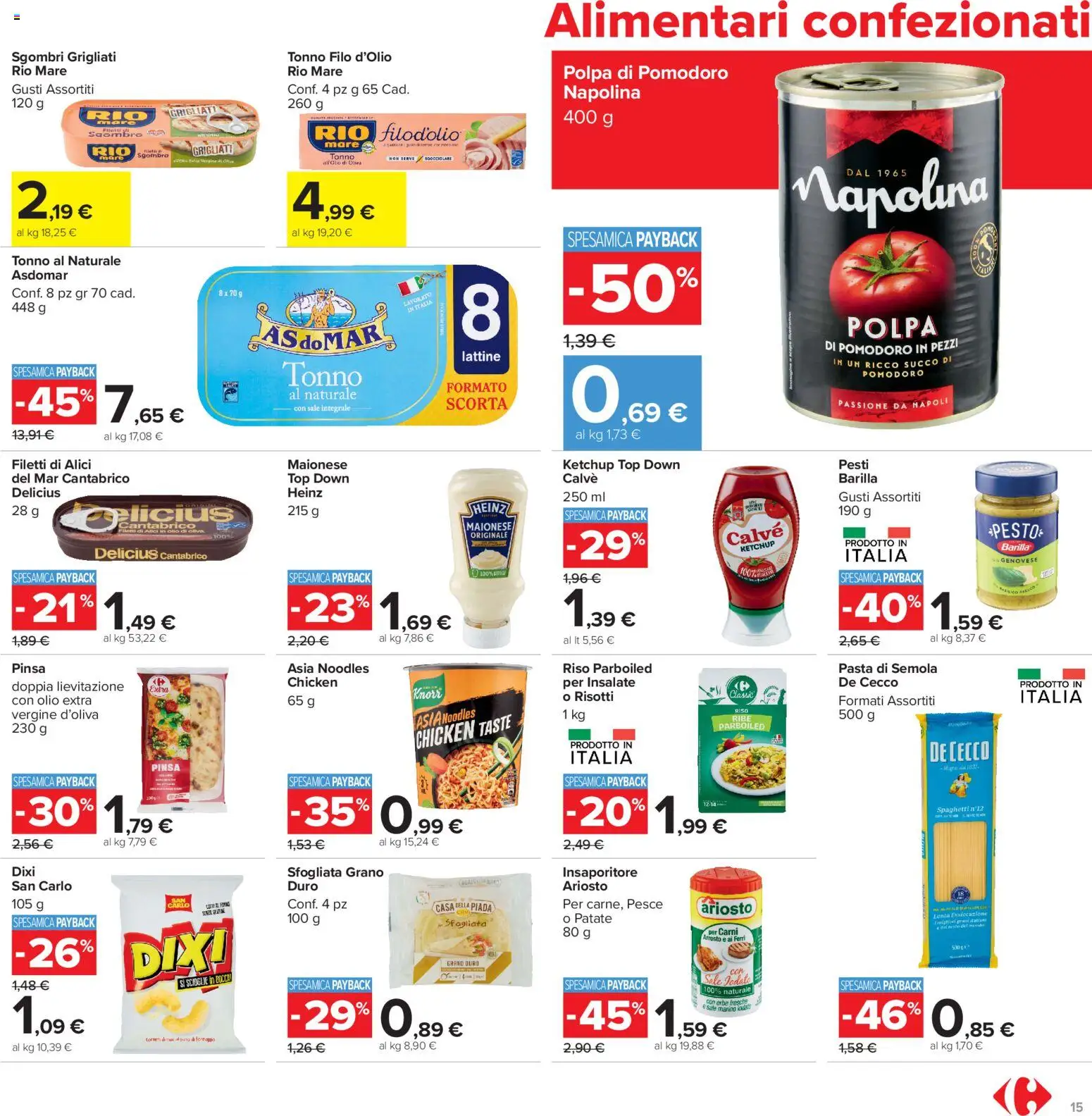 Volantino Carrefour del 20/08/2026 | Pagina: 15 | Prodotti: Arrosto, Succo, Maionese, Pasta