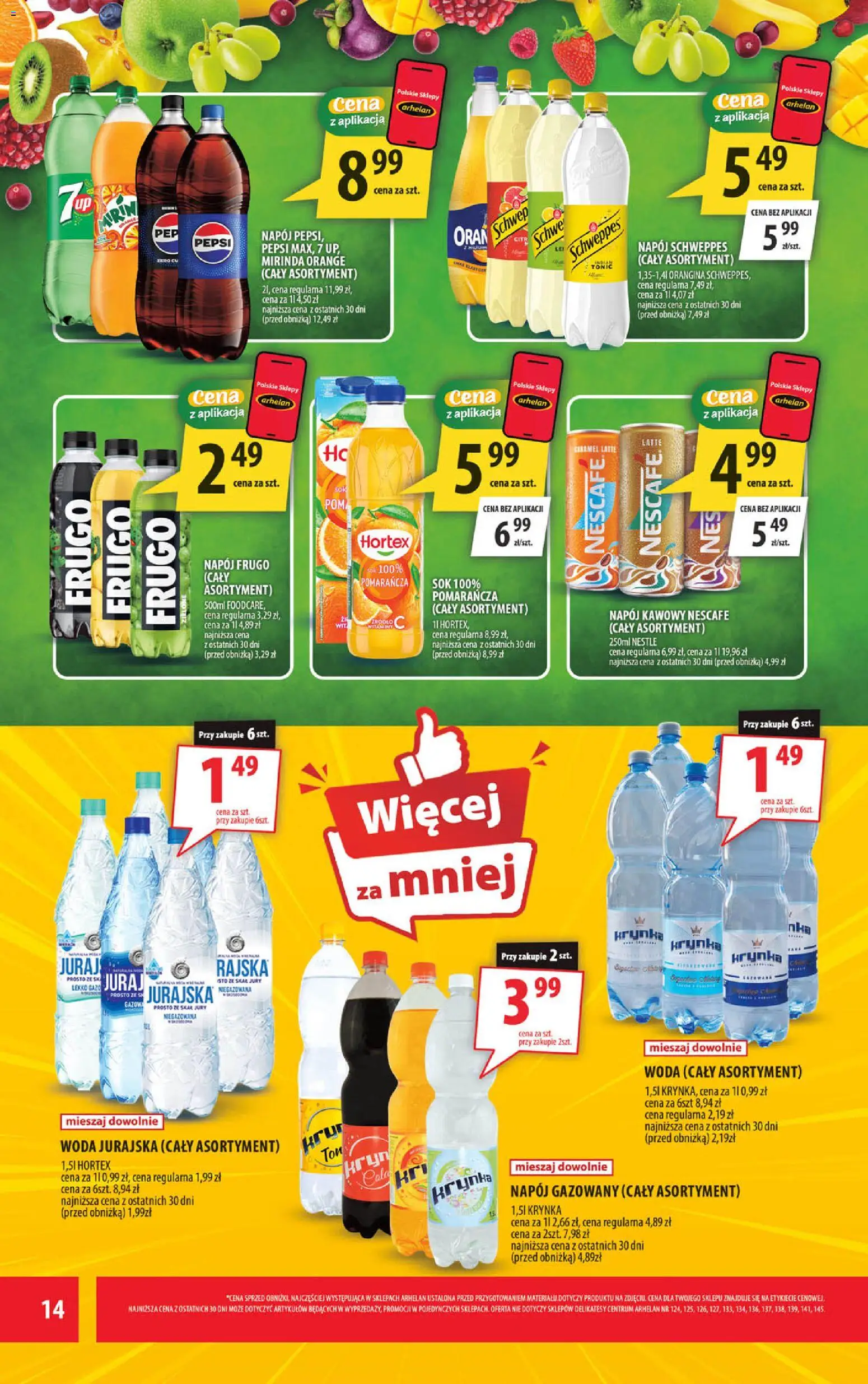 Arhelan gazetka od 10.08.2026 | Strona: 14 | Produkty: Pepsi, Delikatesy, Tonic, Napój kawowy