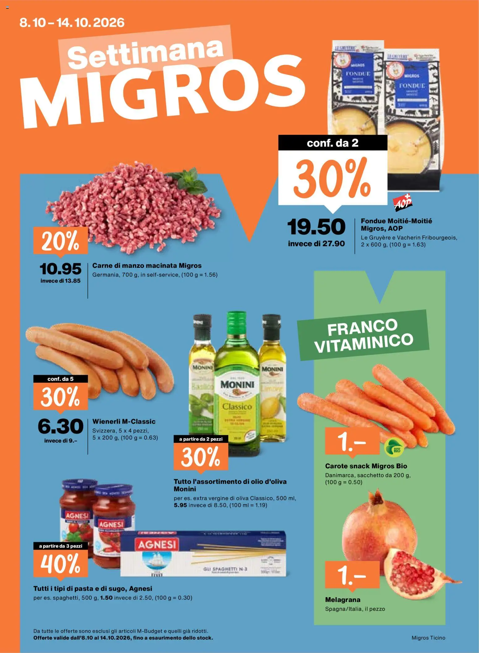 Migros aktionen IT – gültig ab 08.10.2026 | Seite: 1 | Produkte: Pasta, Fondue