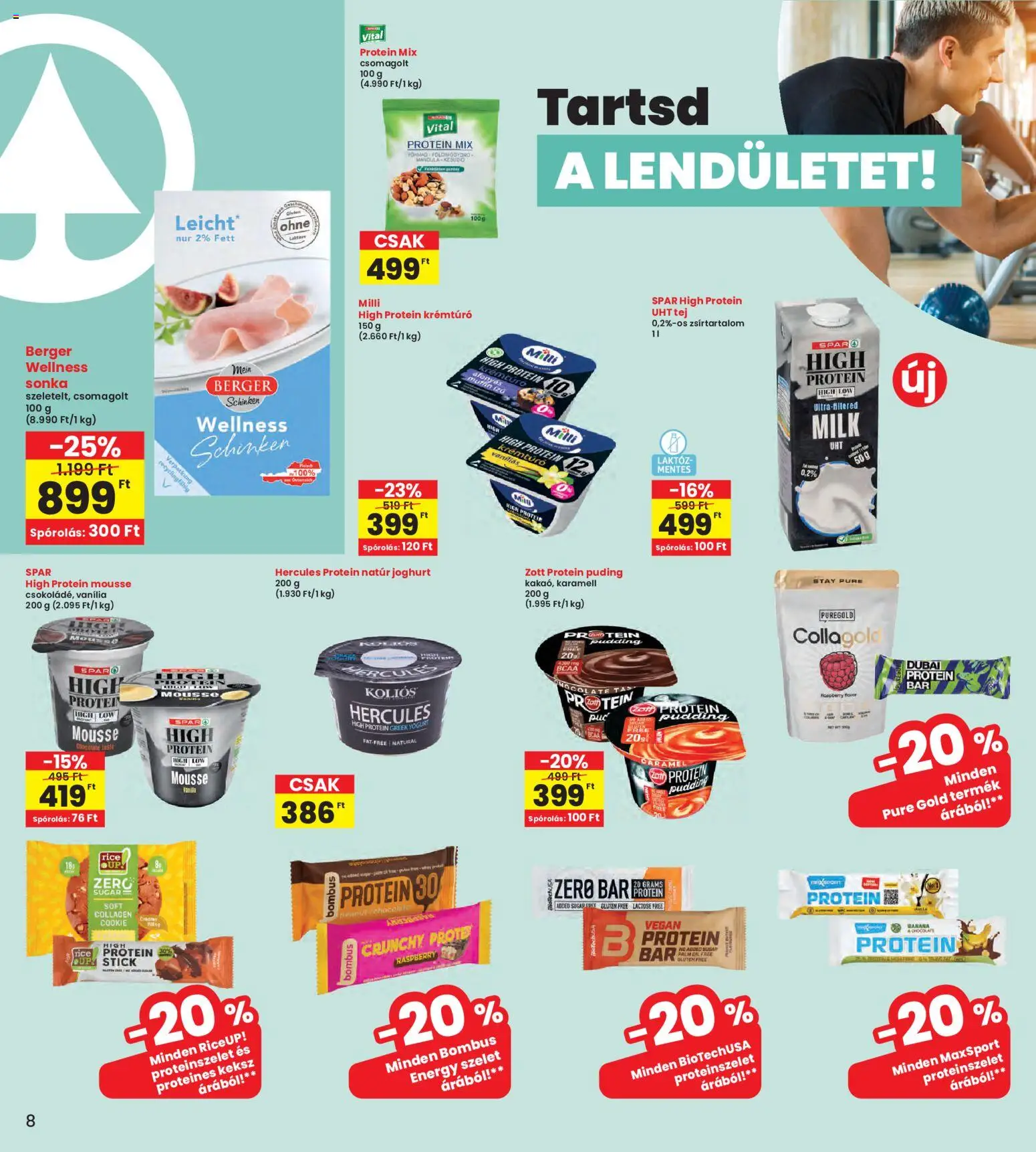Interspar akciós ujság - amely érvényes a következő dátumtól: 2026.08.06. | Oldal: 8 | Termékek: Puding, Sonka, Vegán, Keksz