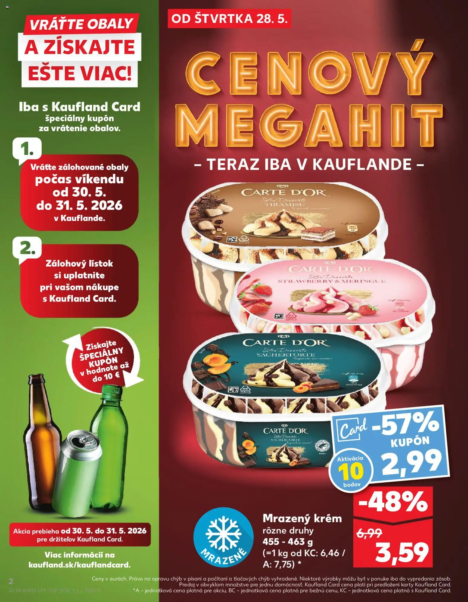 Nové Kaufland akcie – leták je platný od 28.05.2026 | Strana: 2 | Produkty: Tiramisu, Krém