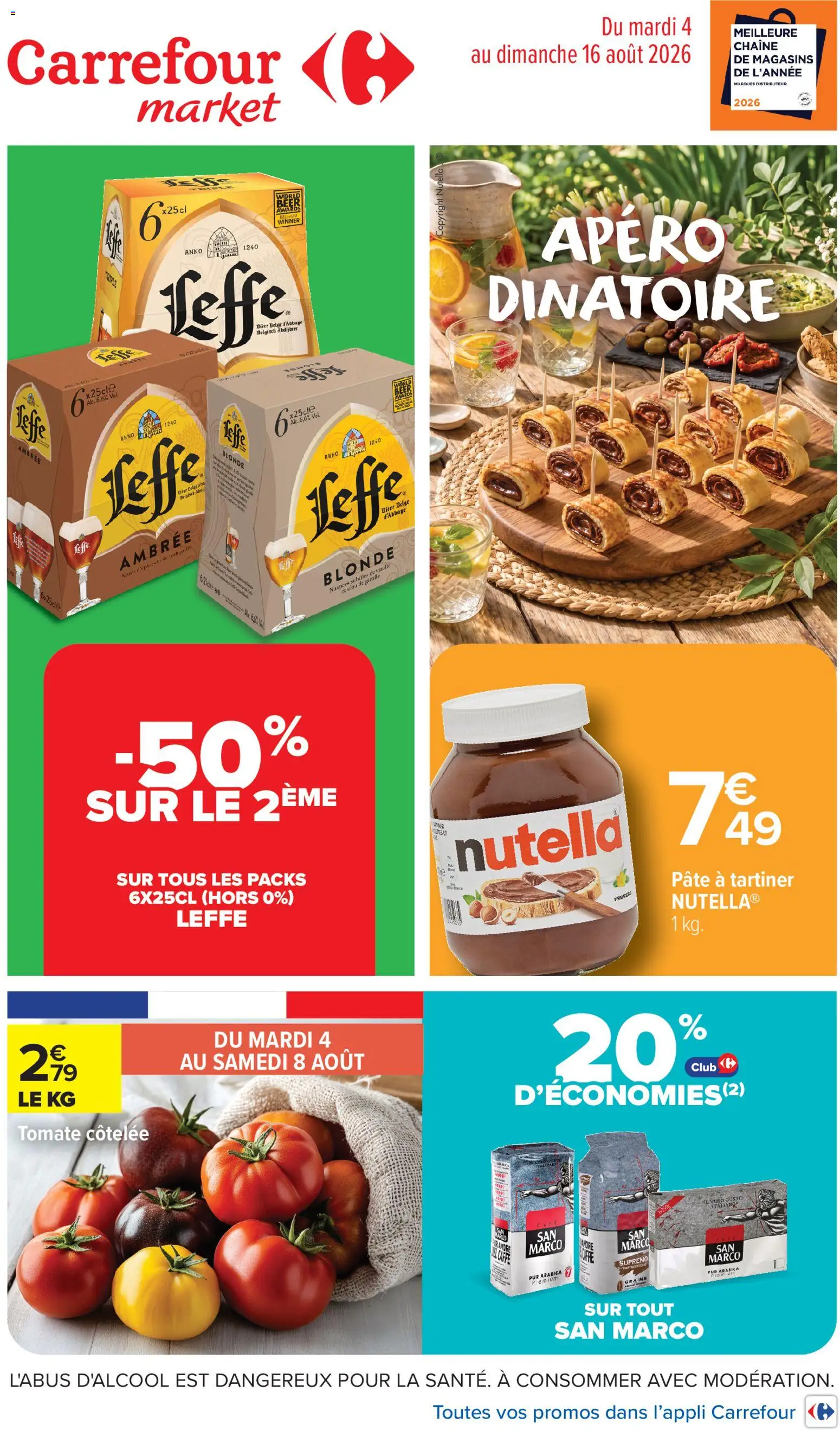 {H1} | Page: 1 | Produits: Leffe, Pâte à tartiner, San Marco, Pâte