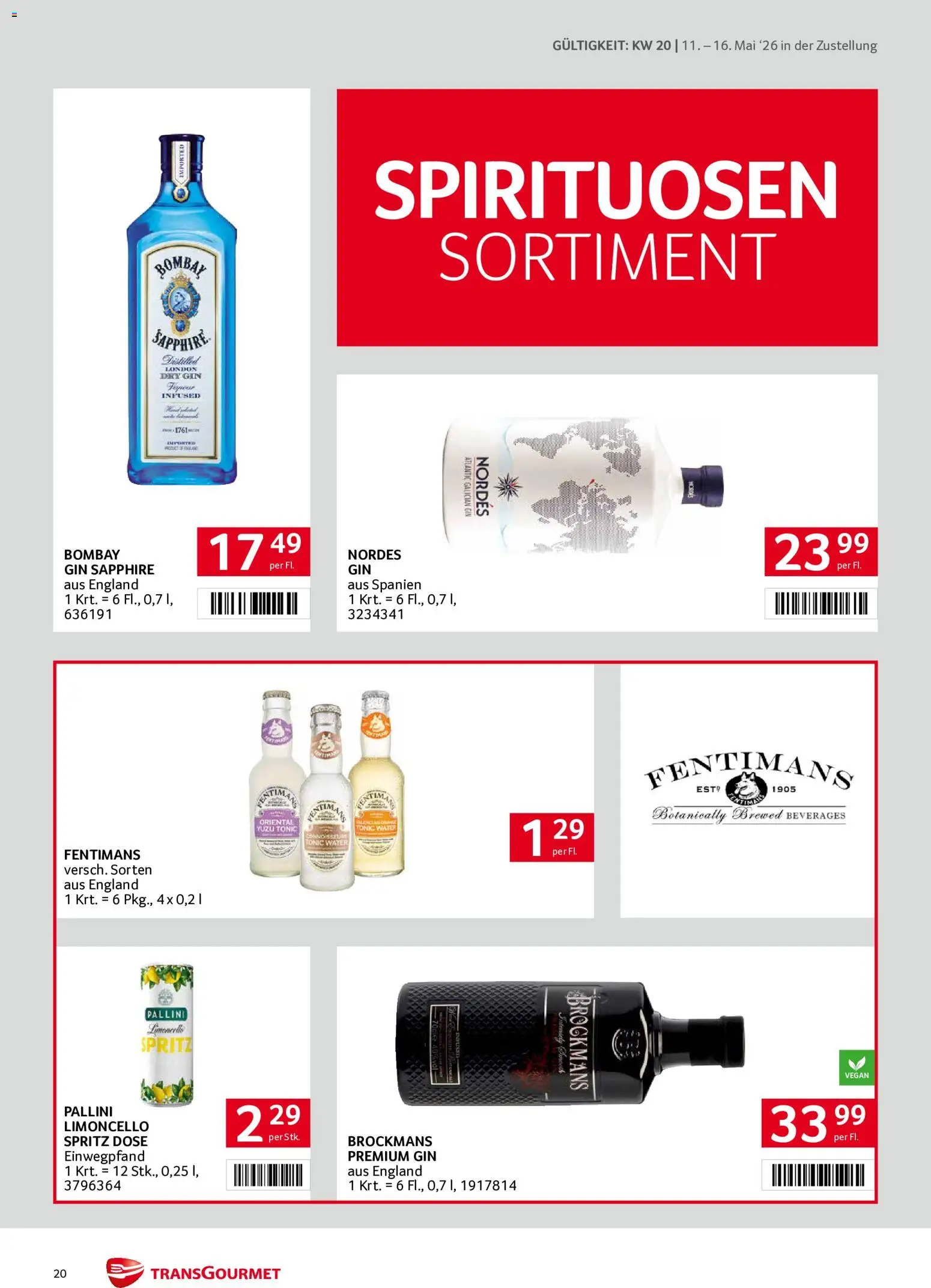Transgourmet Zustellaktion gültig ab 11.05.2026 | Seite: 20 | Produkte: Gin