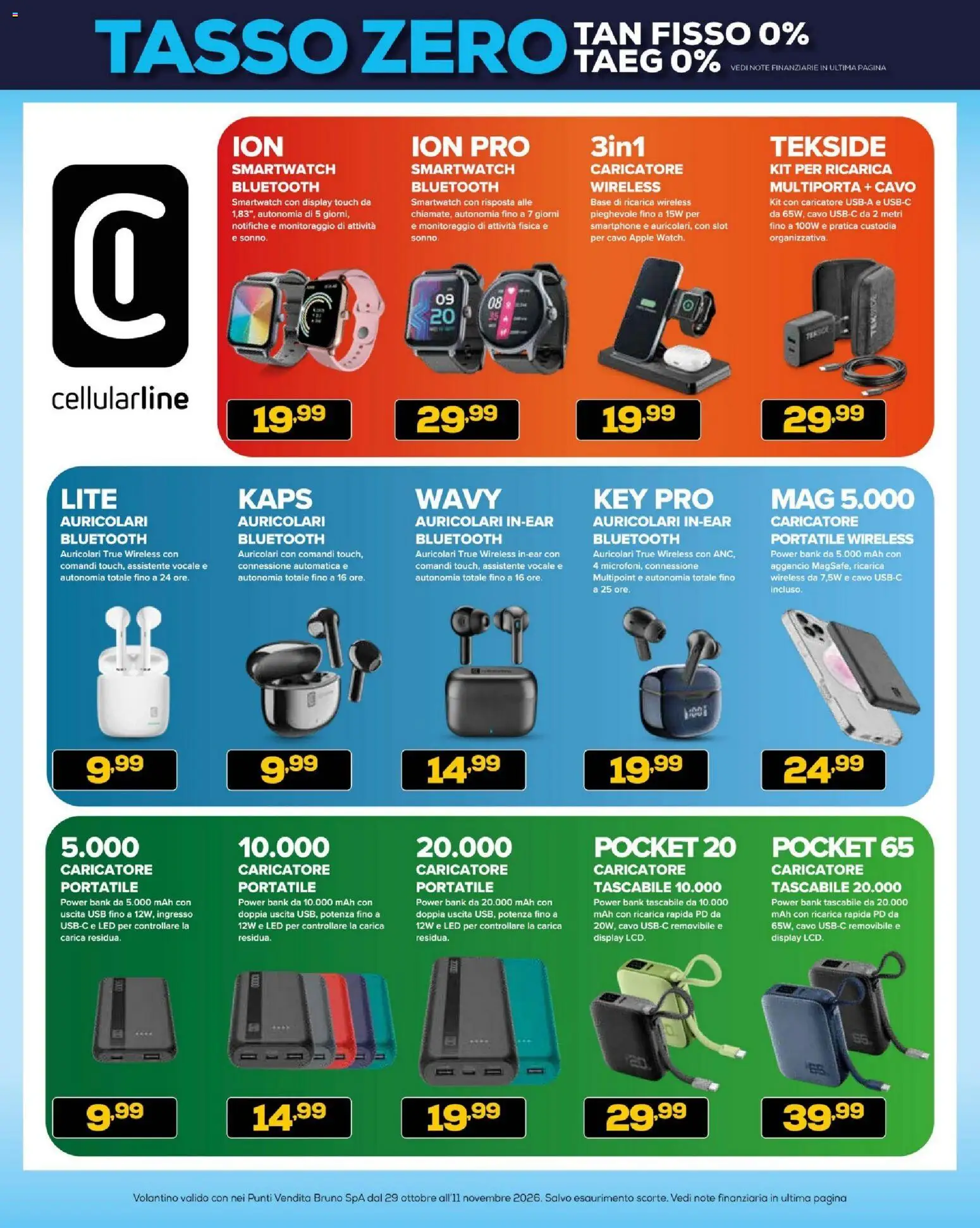 Volantino BRUNO del 29/10/2026 | Pagina: 14 | Prodotti: Auricolari, Smartphone, Cavo, Smartwatch
