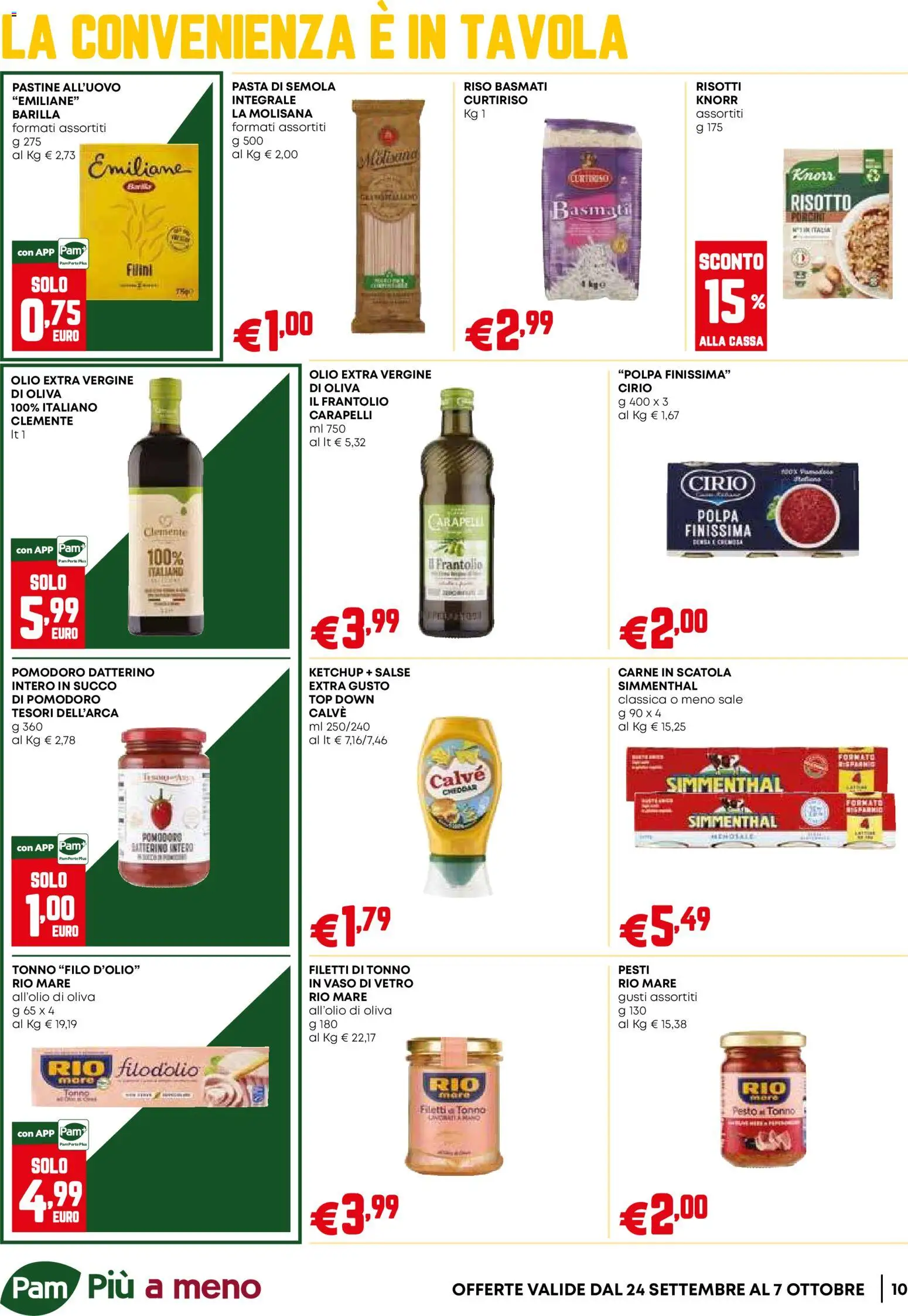 Volantino PAM del 24/09/2026 | Pagina: 10 | Prodotti: Riso Basmati, Succo, Cheddar, Pasta