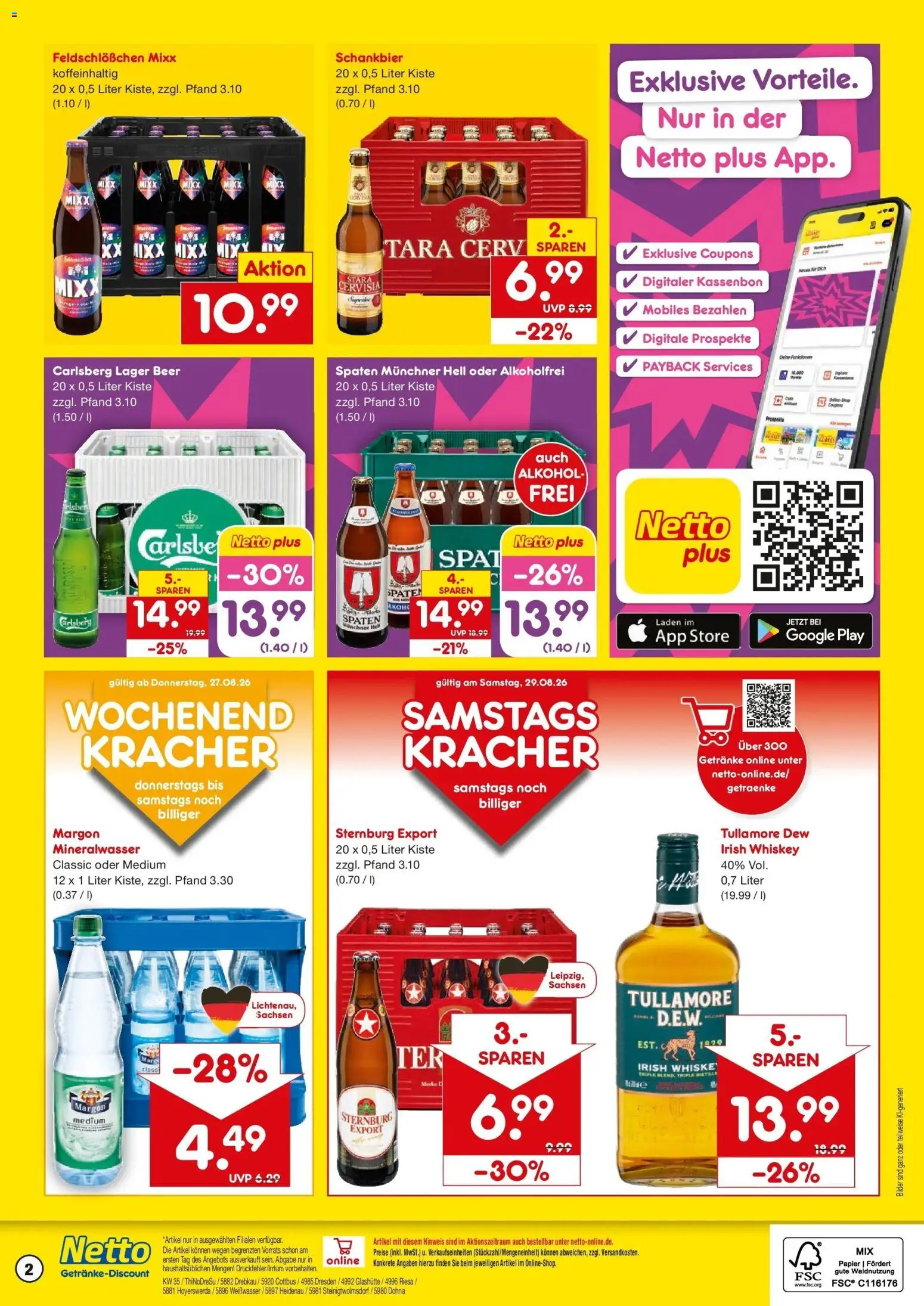 Netto Marken-Discount Prospekt Dresden – gültig ab 24.08.2026 | Seite: 2 | Produkte: Carlsberg, Mineralwasser, Bilder, Alkohol