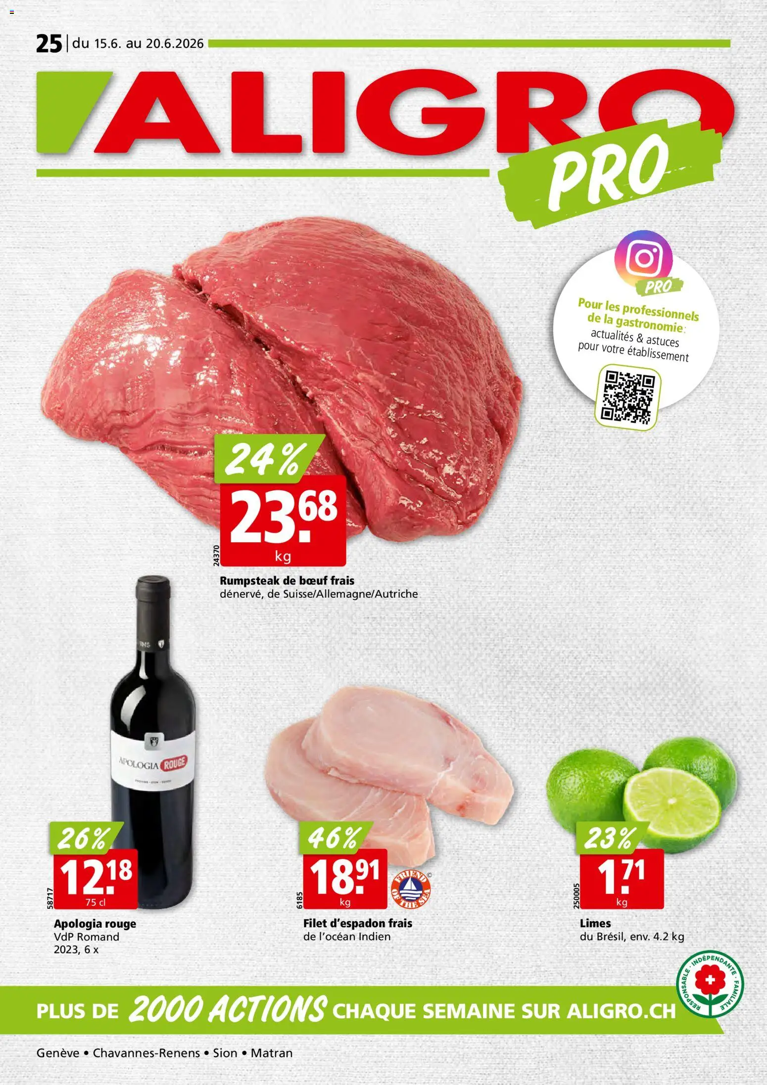 Aligro aktionen Chavannes, Matran, Genève, Sion – gültig ab 15.06.2026 | Seite: 1 | Produkte: Rouge