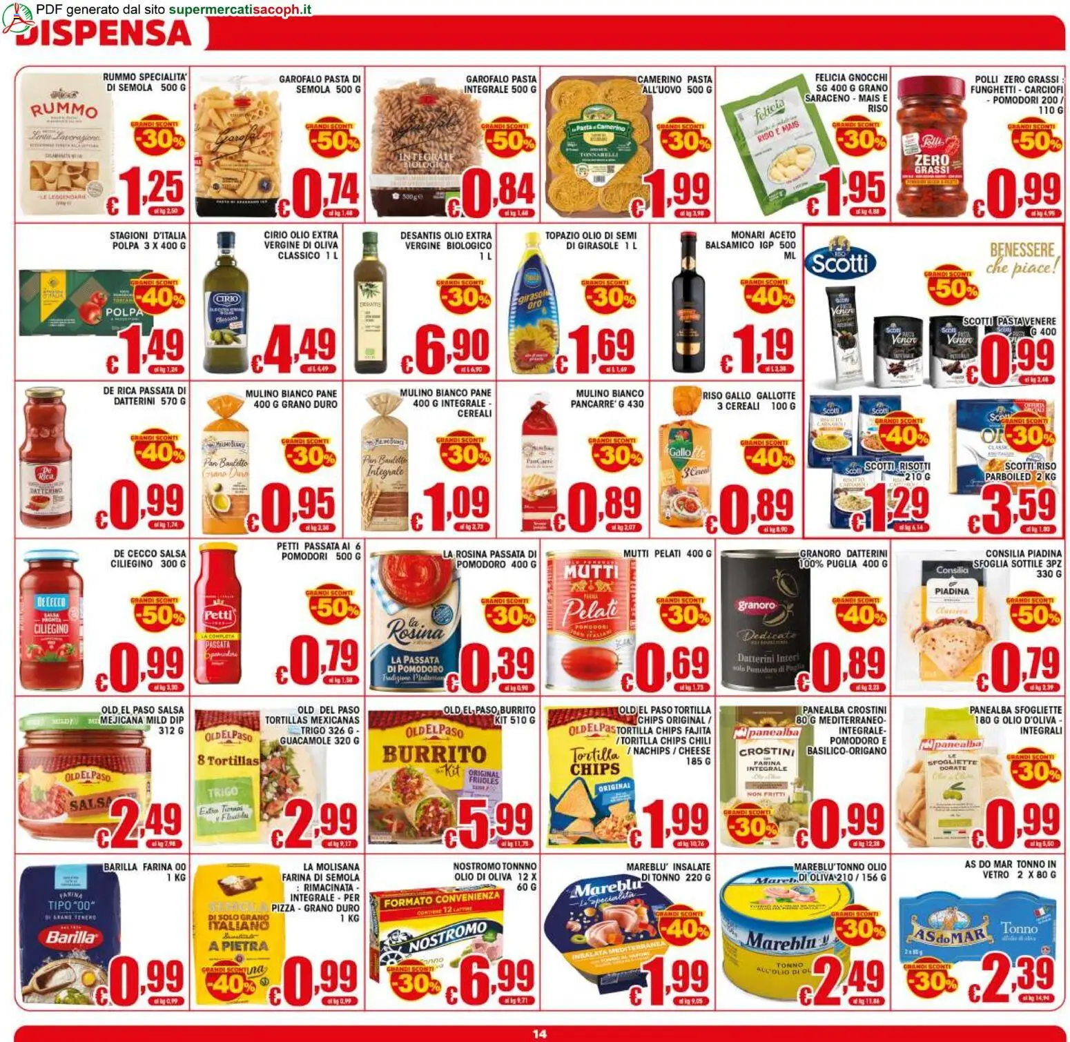 Volantino Sacoph del 02/09/2026 | Pagina: 14 | Prodotti: Pizza, La Molisana, Pomodori, Olio d'oliva