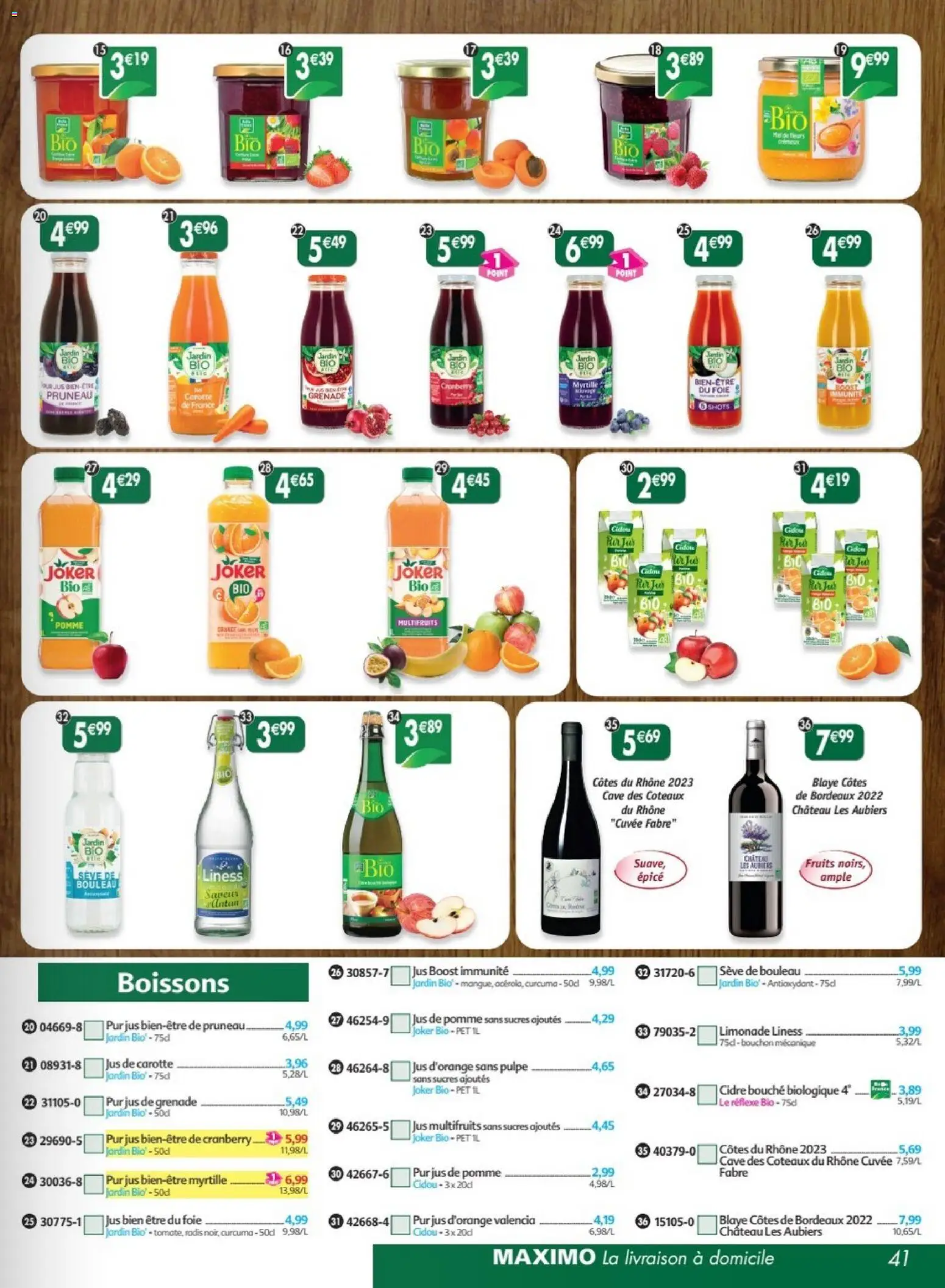 {H1} | Page: 41 | Produits: Boissons, Radis, Jus de grenade, Grenade