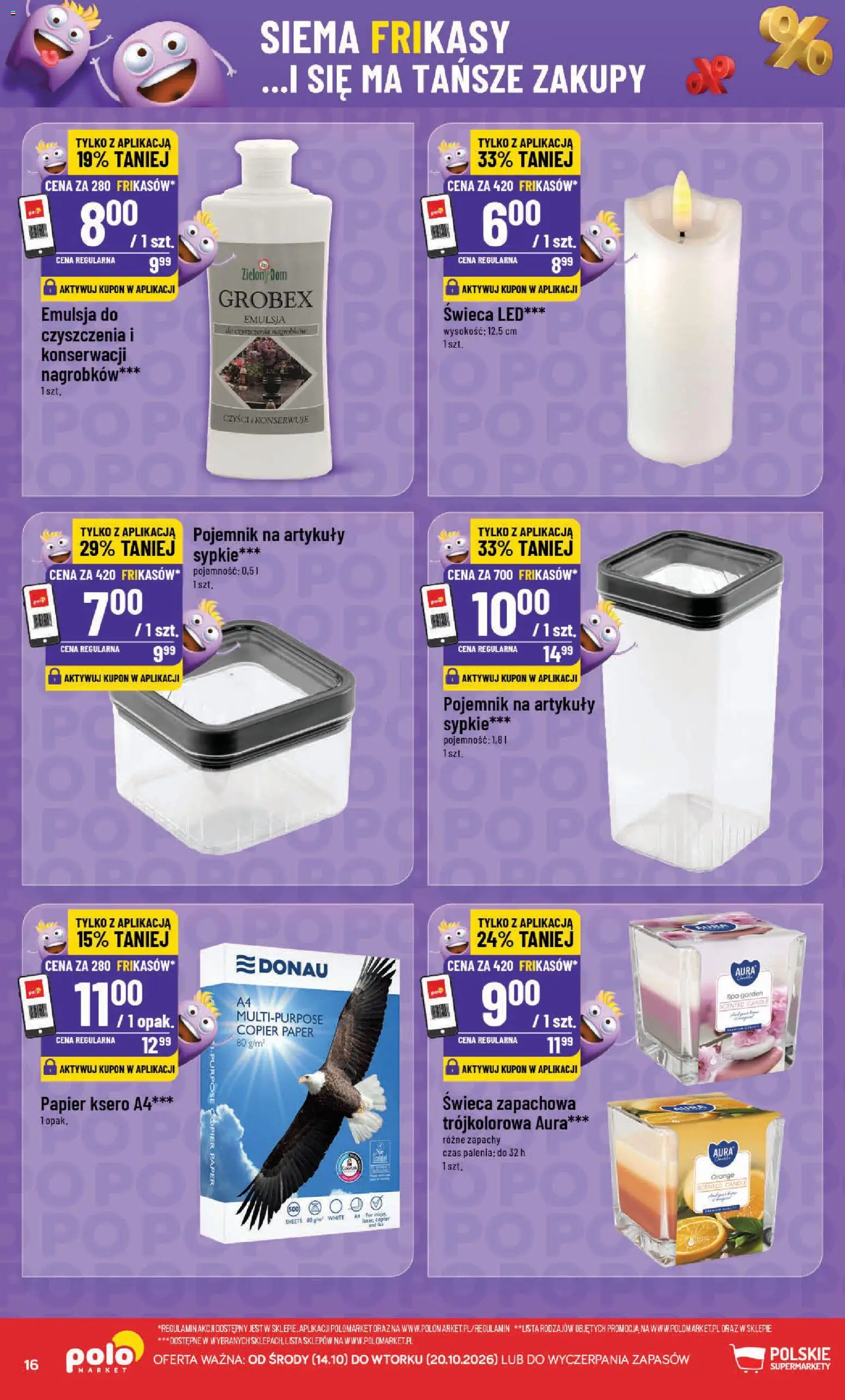 POLOmarket gazetka - Frikasowe Hity od 14.10.2026 | Strona: 16 | Produkty: Świeca, Papier ksero