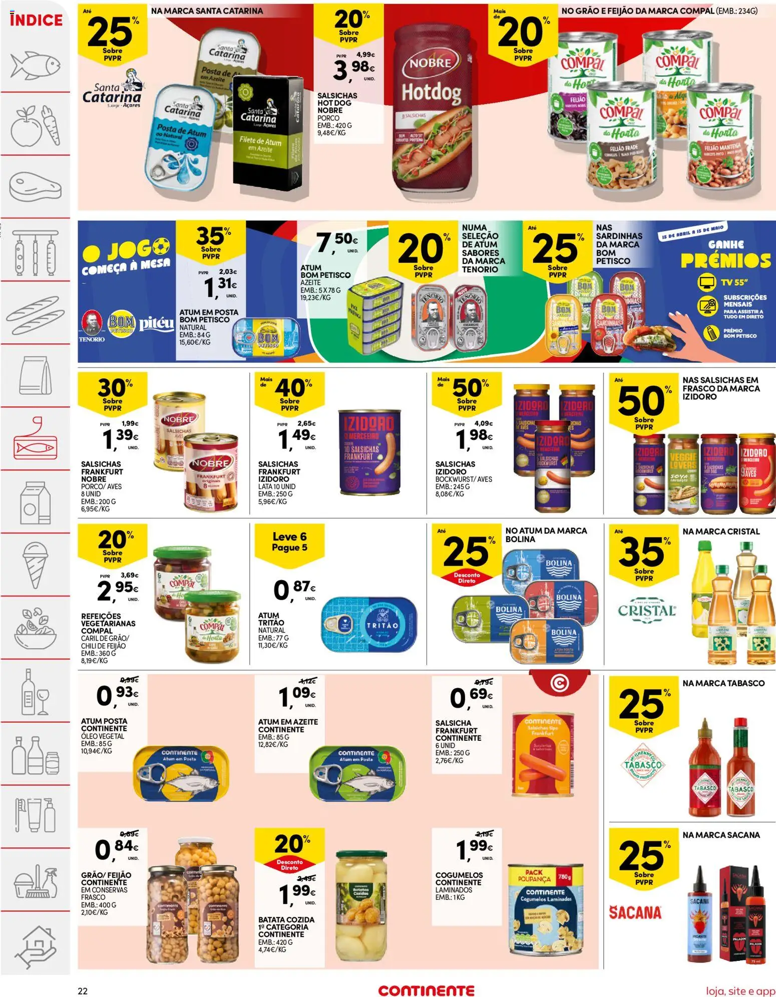 Continente folheto │ válido de 21.04.2026 | Página: 22 | Produtos: Atum, Azeite, Mesa, Cogumelos