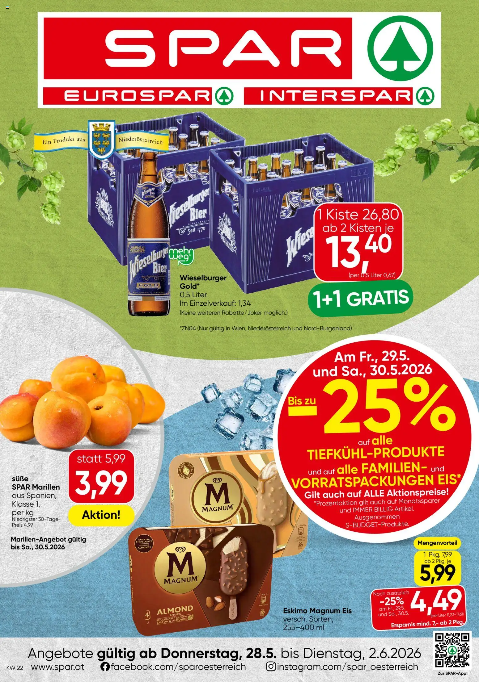 Spar Flugblatt - Wien gültig ab 28.05.2026 | Seite: 1 | Produkte: Eis, Bier