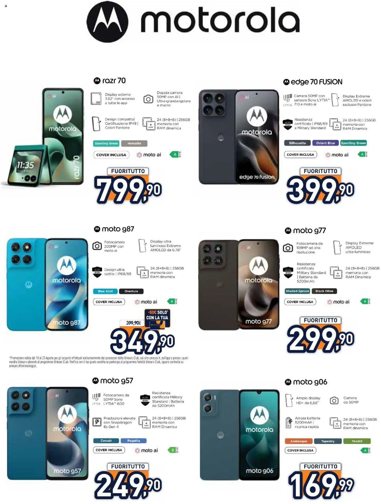 Volantino Unieuro del 10/08/2026 | Pagina: 8 | Prodotti: Olive, Fotocamera, Batteria