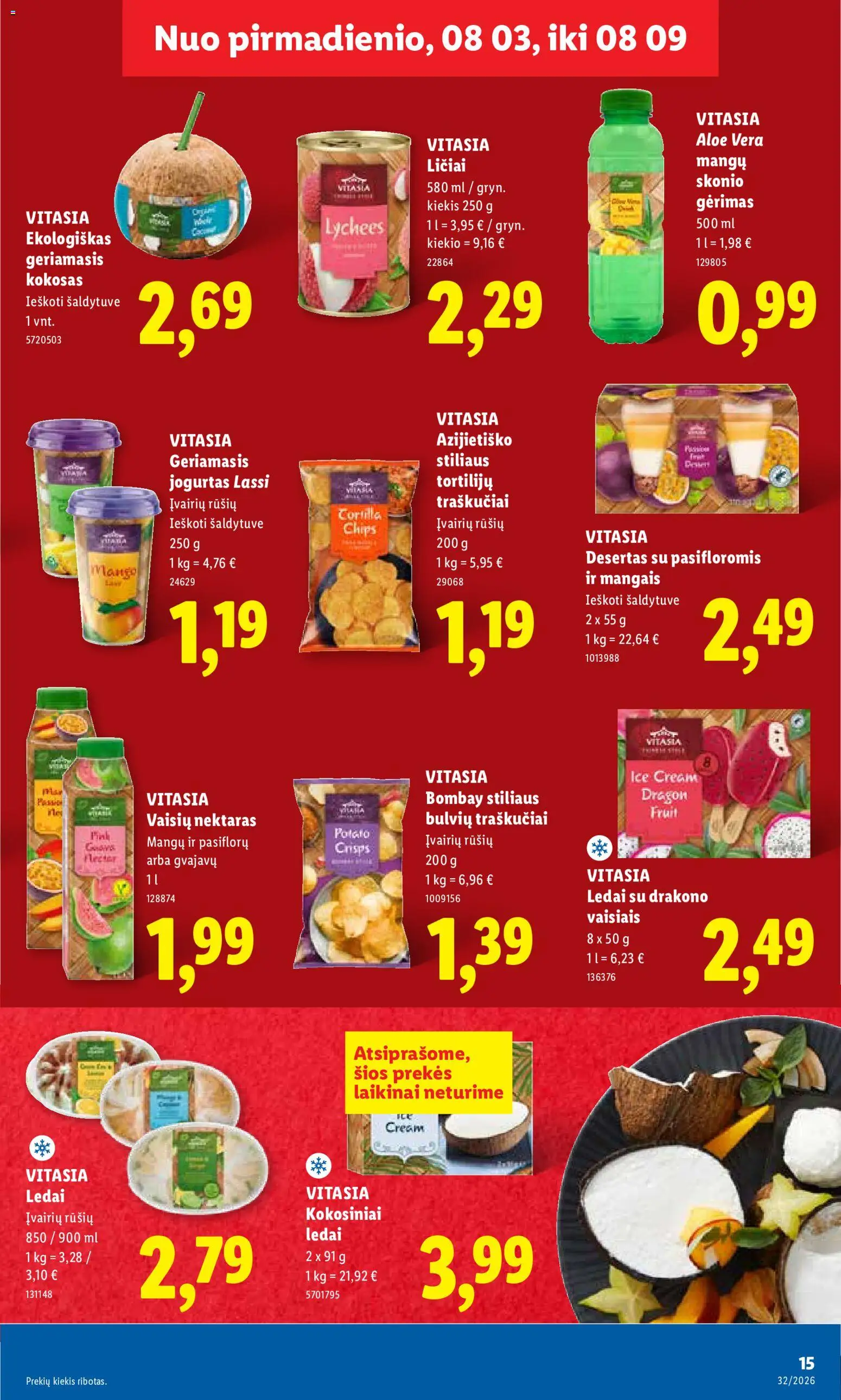 LIDL akcijos nuo 2026.08.03 | Puslapis: 15 | Prekių: Ledai, Jogurtas, Traškučiai