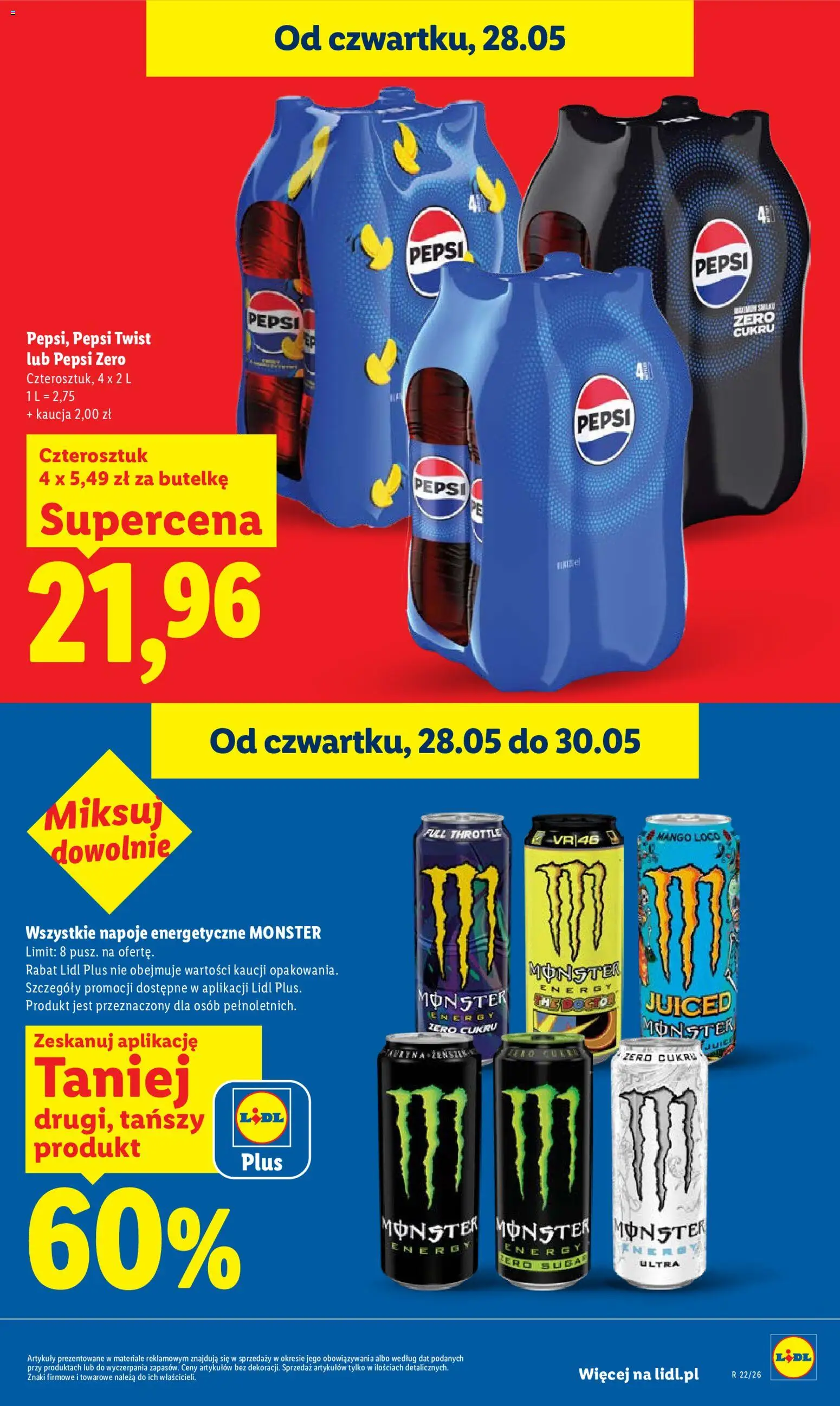 Lidl Polsko leták od 28.05.2026 | Strana: 21 | Produkty: Mango, Pepsi, Pepsi Zero, Monster Energy