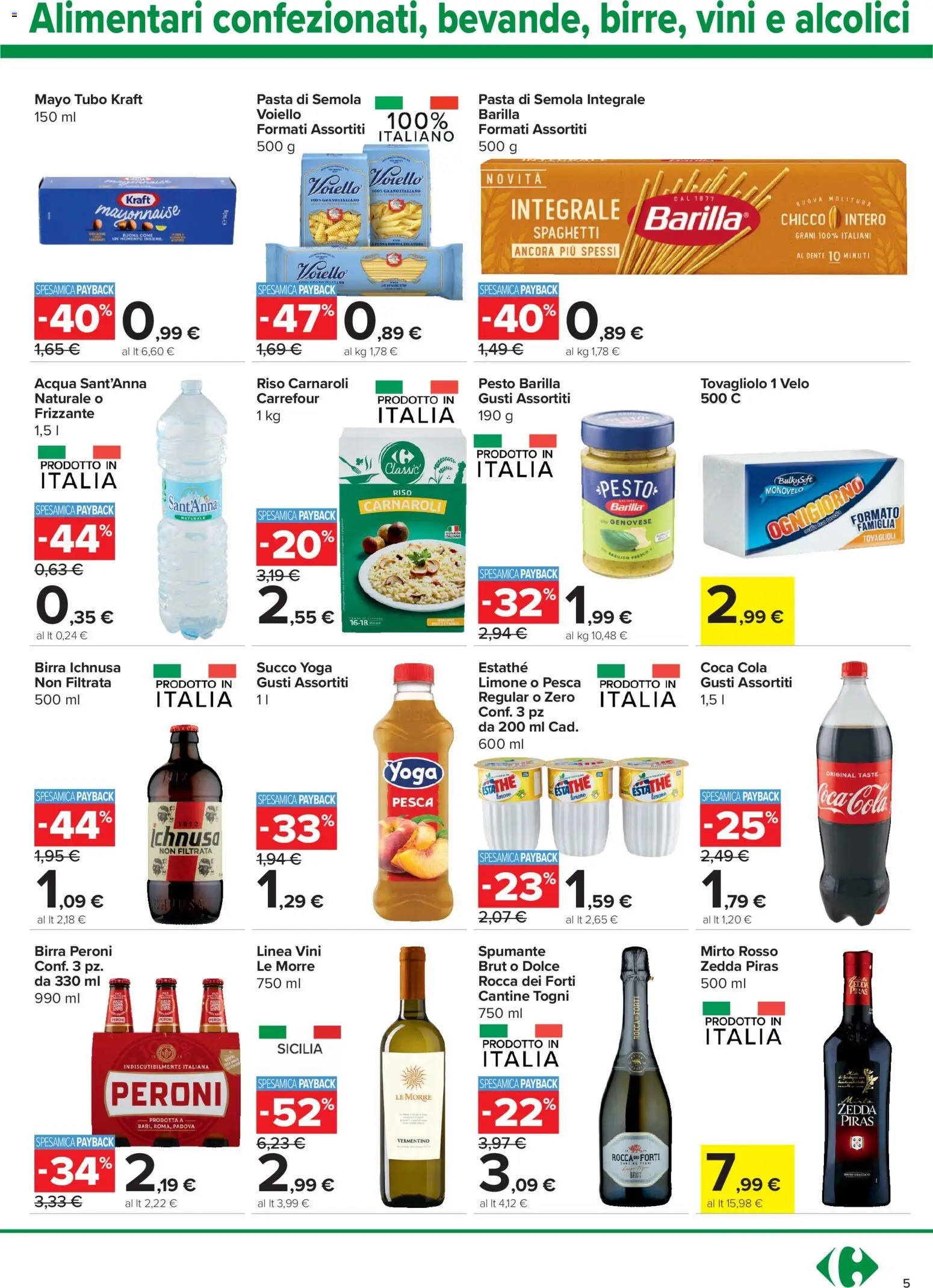 Volantino Carrefour del 10/09/2026 | Pagina: 5 | Prodotti: Birra, Oca, Semola, Coca Cola