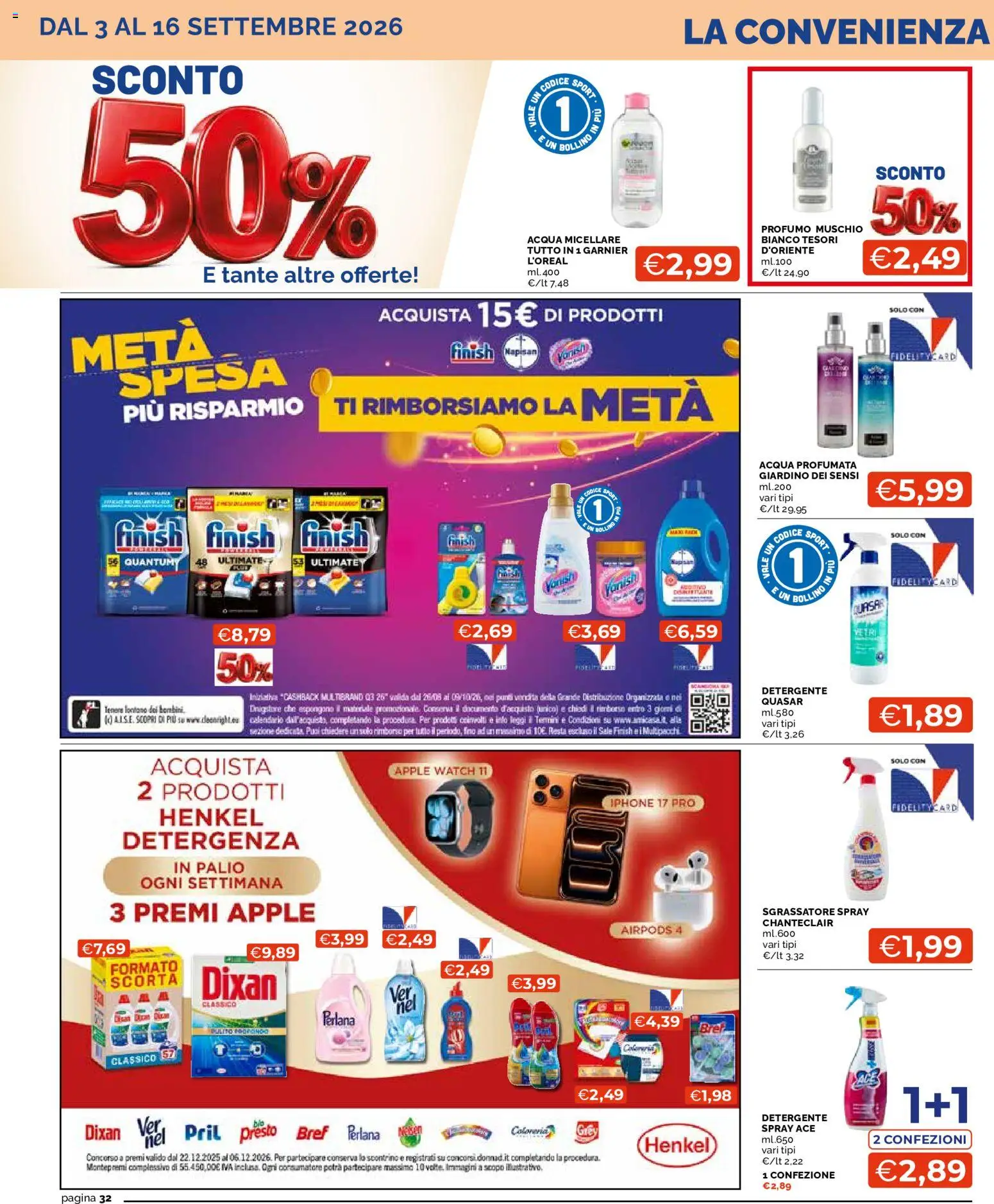 Volantino Mercatò del 03/09/2026 | Pagina: 32 | Prodotti: Iphone, Detergente, Apple Watch, Airpods