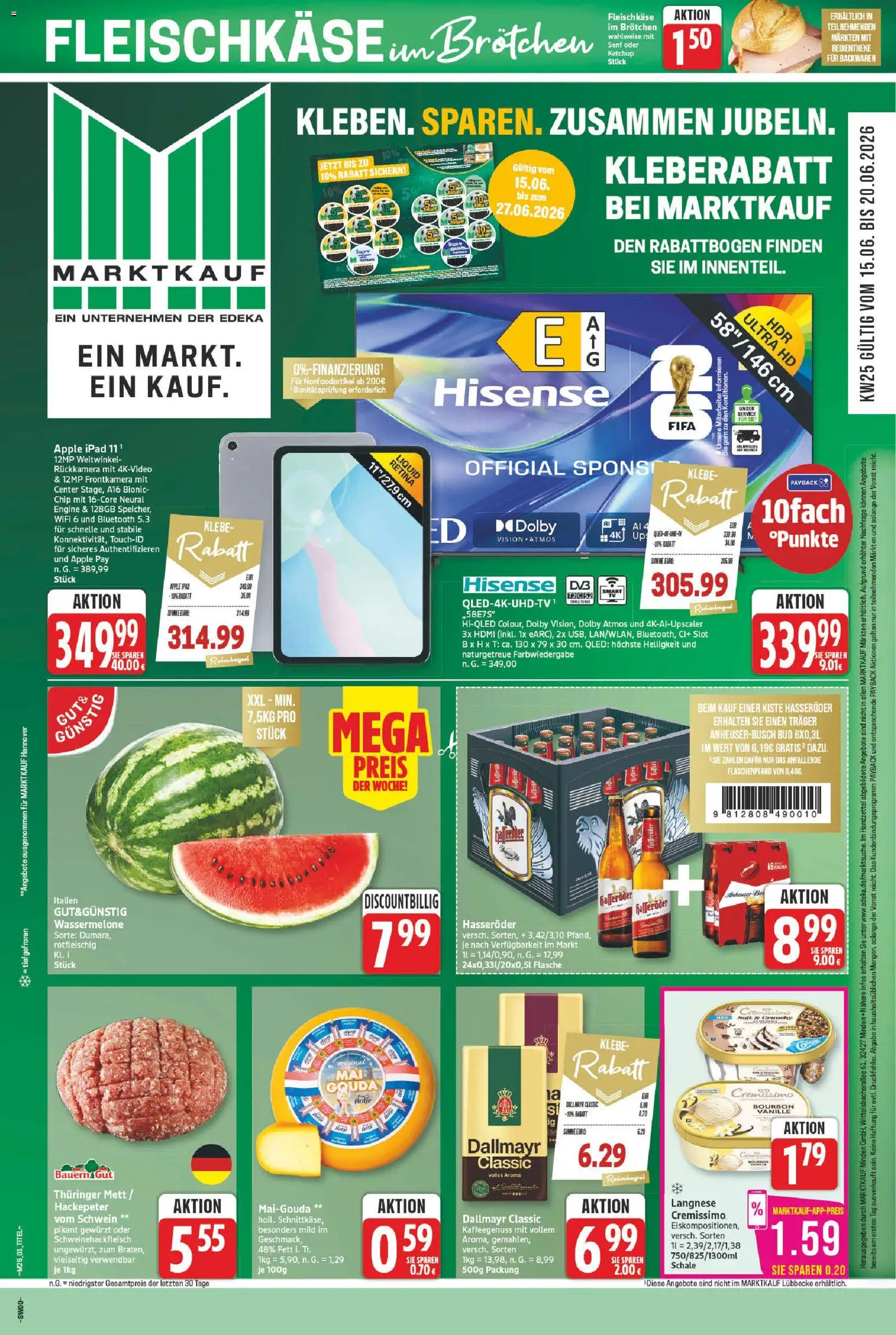 Marktkauf Prospekt – gültig ab 15.06.2026 | Seite: 1 | Produkte: Cremissimo, Gouda, Ipad, Hasseröder