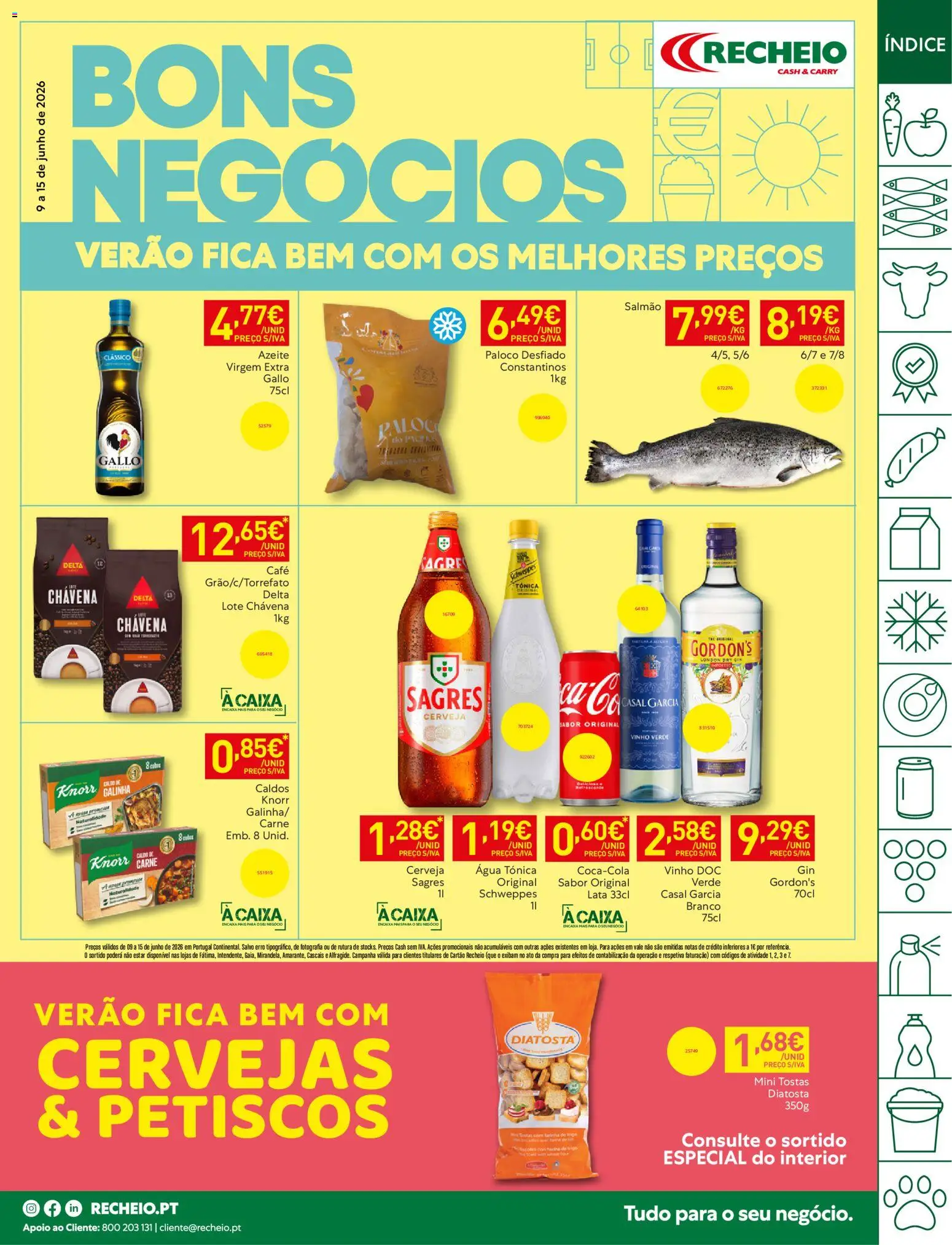 Recheio folheto │ válido de 09.06.2026 | Página: 1 | Produtos: Agua, Salmão, Cerveja, Gin