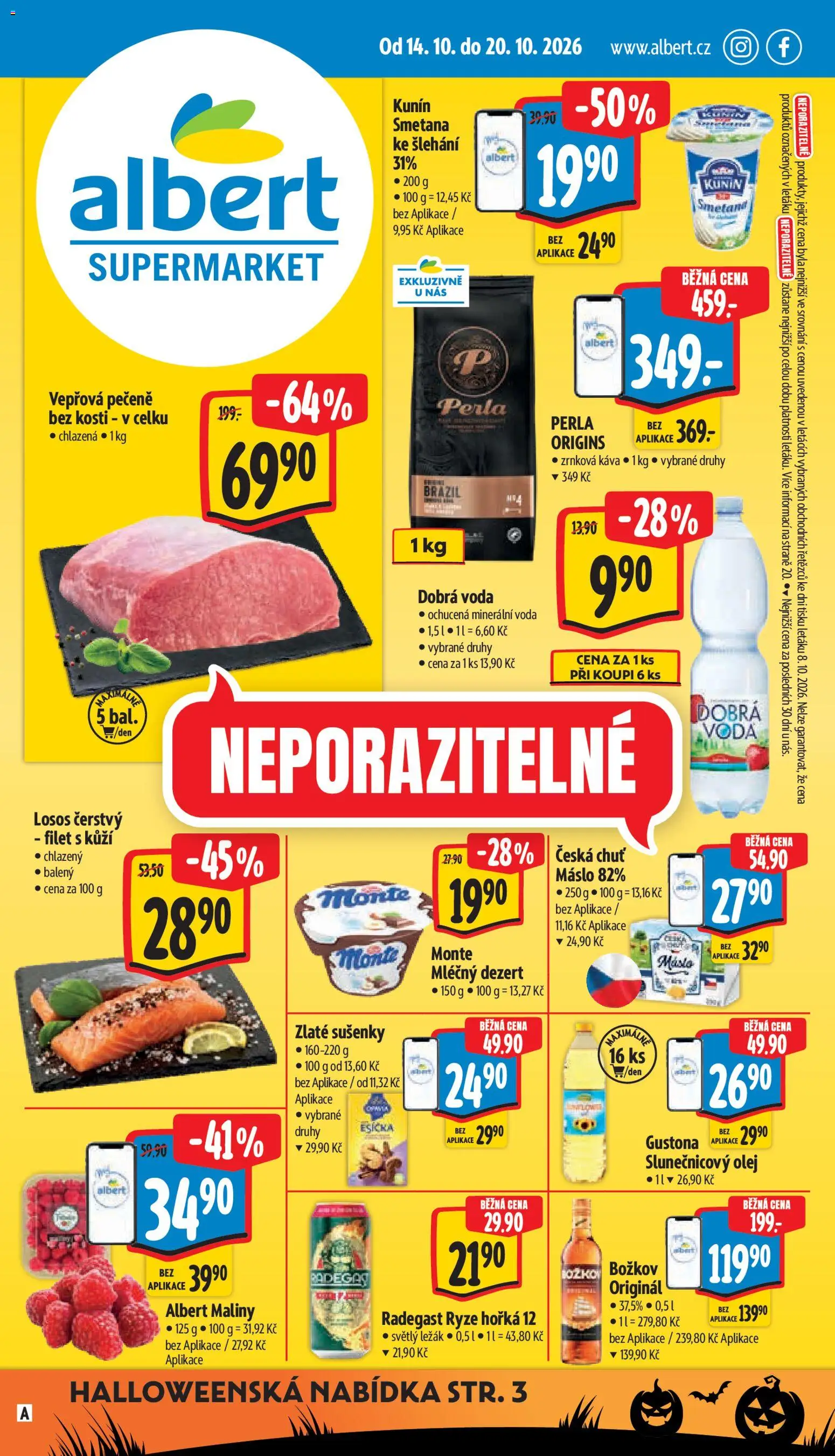 Albert leták - Supermarket od 14.10.2026 | Strana: 1 | Produkty: Rýže, Filet, Božkov, Esíčka