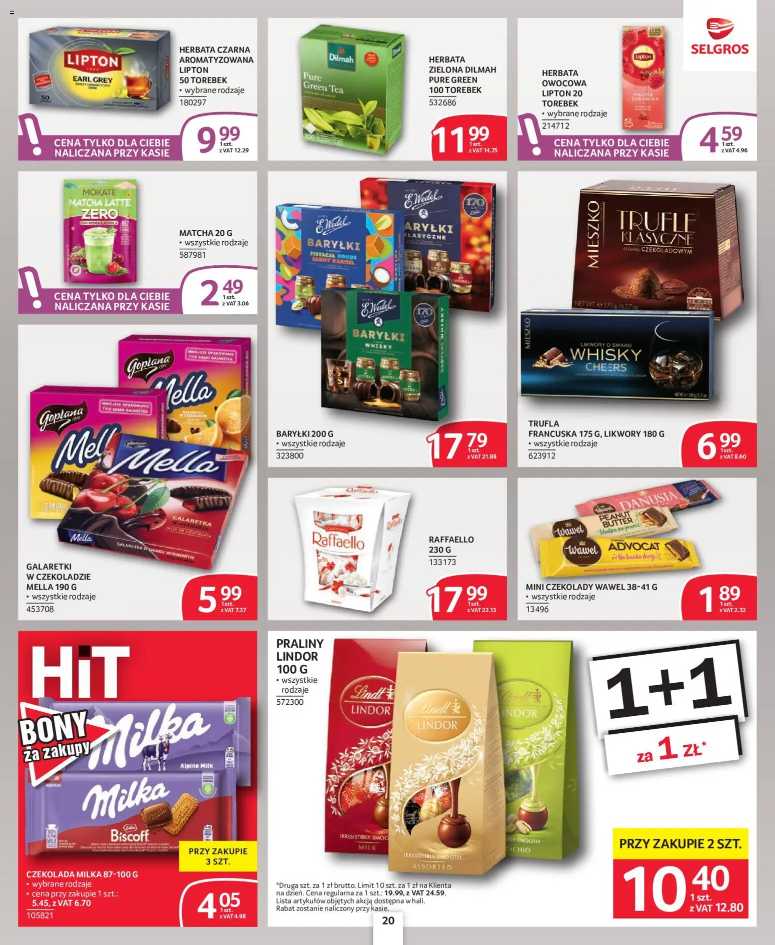 Selgros cash&carry gazetka - Oferta spożywcza od 24.09.2026 | Strona: 20 | Produkty: Raffaello, Praliny, Milka, Żurawina