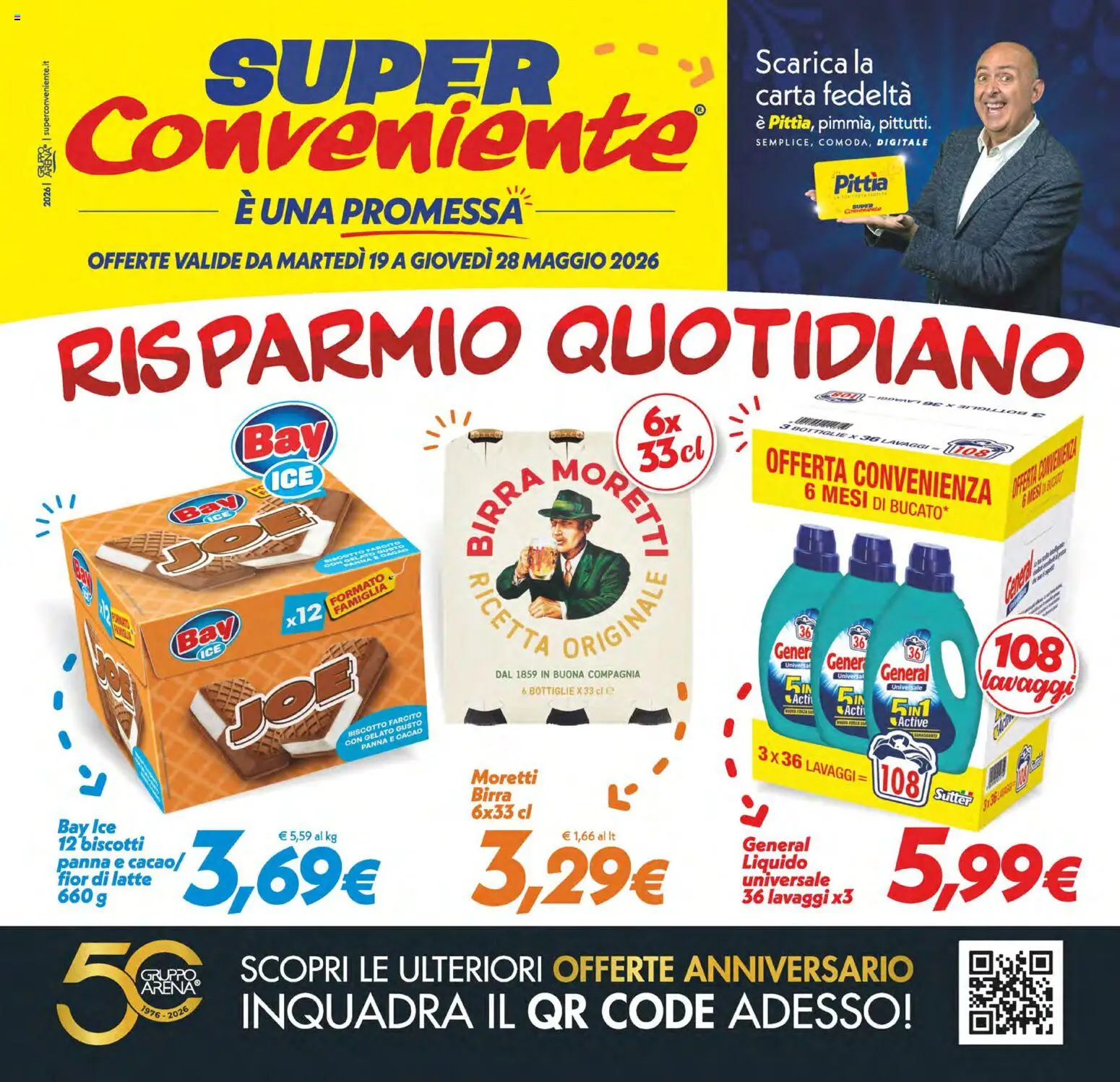 Volantino SuperConveniente del 19.05.2026 | Pagina: 1 | Prodotti: Birra, Panna, Biscotti, Gelato