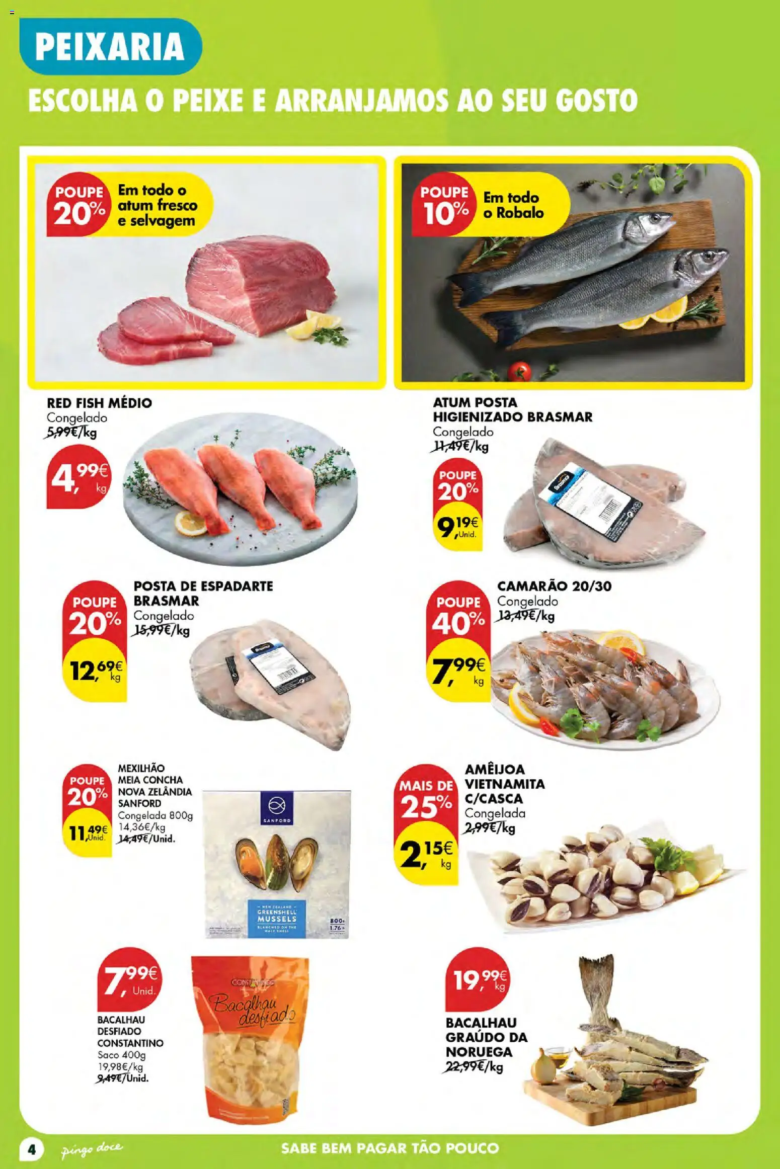 Pingo Doce Poupe Esta Semana Açores │ válido de 27/08/2026 | Página: 4 | Produtos: Atum, Bacalhau, Saco, Camarão