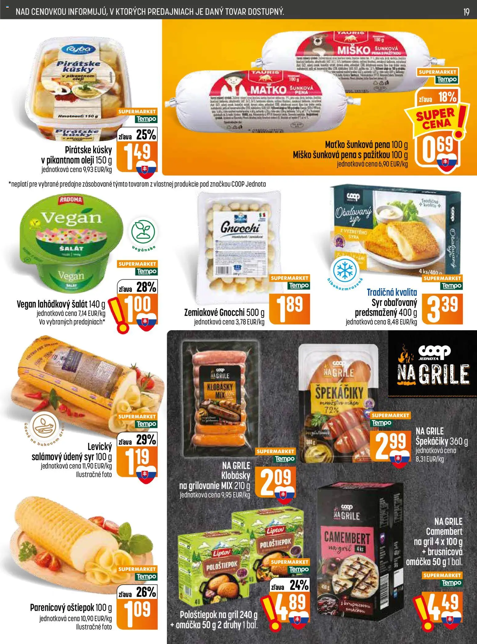 Nové COOP Jednota akcie – leták je platný od 03.09.2026 | Strana: 19 | Produkty: Gril, Omáčka, Špekáčiky, Pena