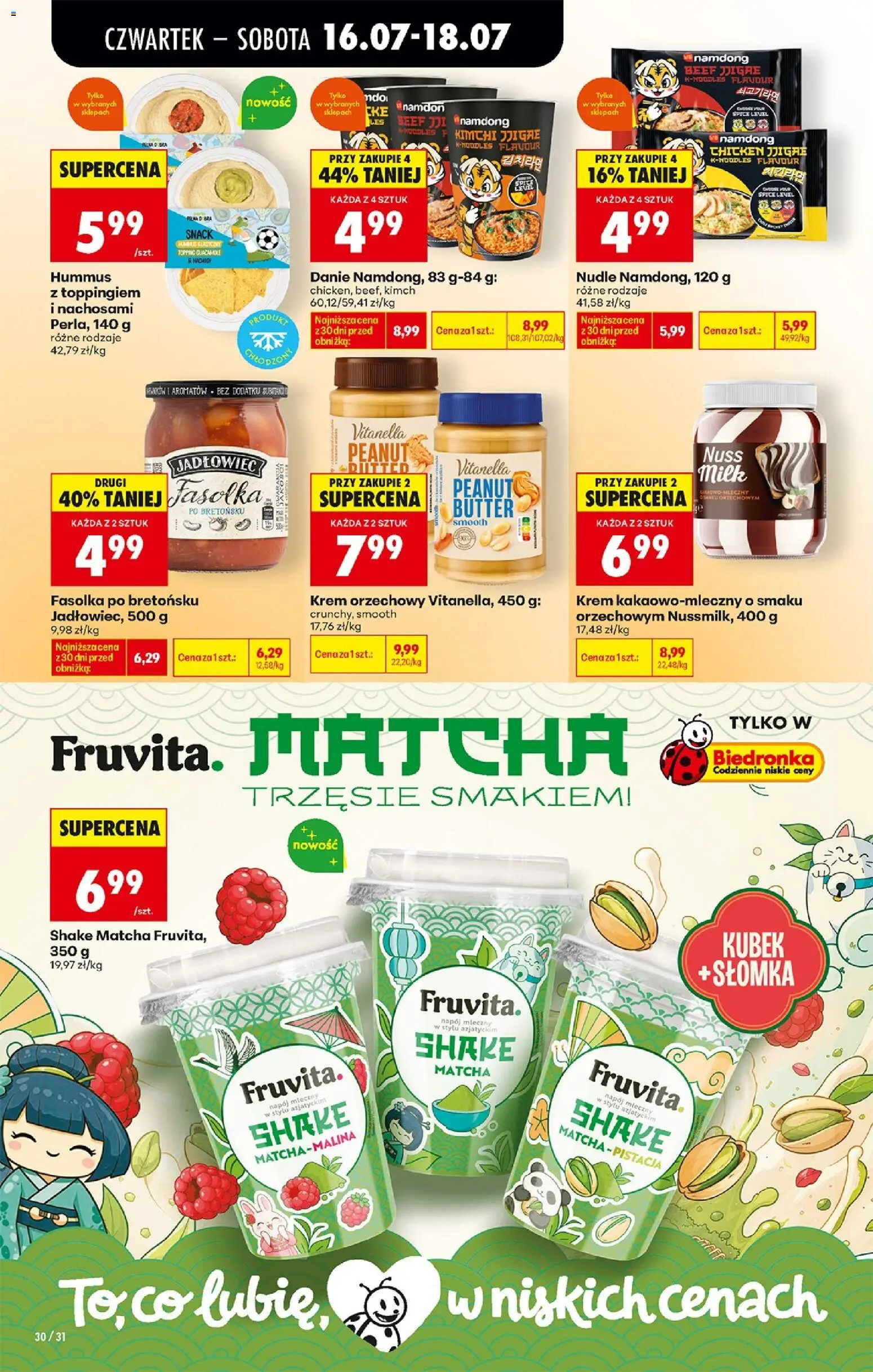 Biedronka gazetka od czwartku od 16.07.2026 | Strona: 42 | Produkty: Kimchi, Krem orzechowy, Hummus, Krem