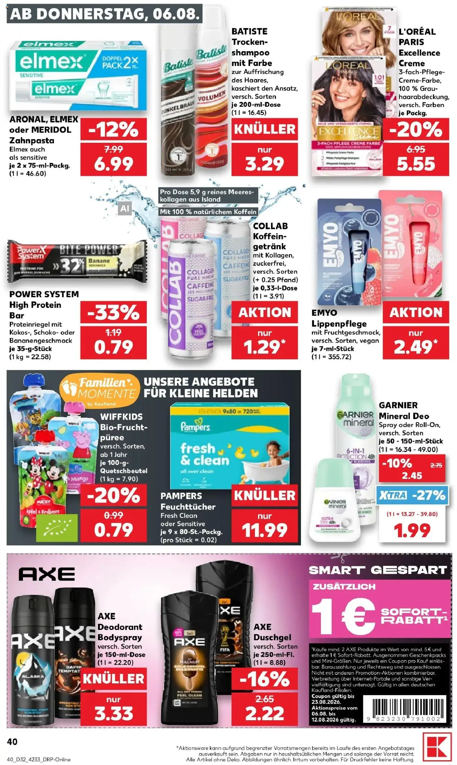 Prospekt Kaufland ab 06.08.2026 » Angebote Online zum Blättern | Seite: 40 | Produkte: Pampers, Duschgel, Deodorant, Axe