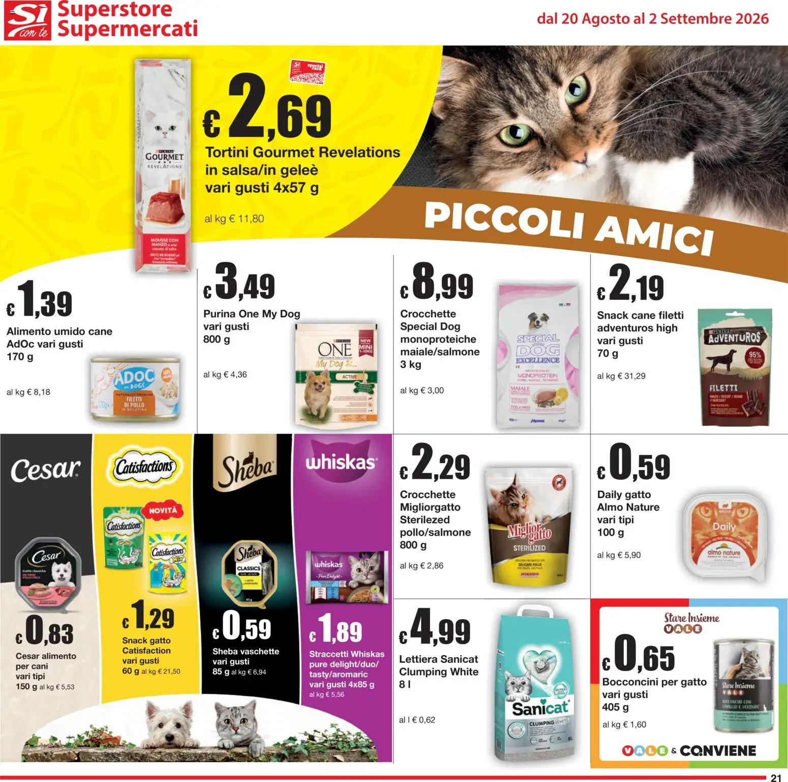 Volantino Sì con Te del 20/08/2026 | Pagina: 21 | Prodotti: Pollo, Maiale, Tè, Crocchette