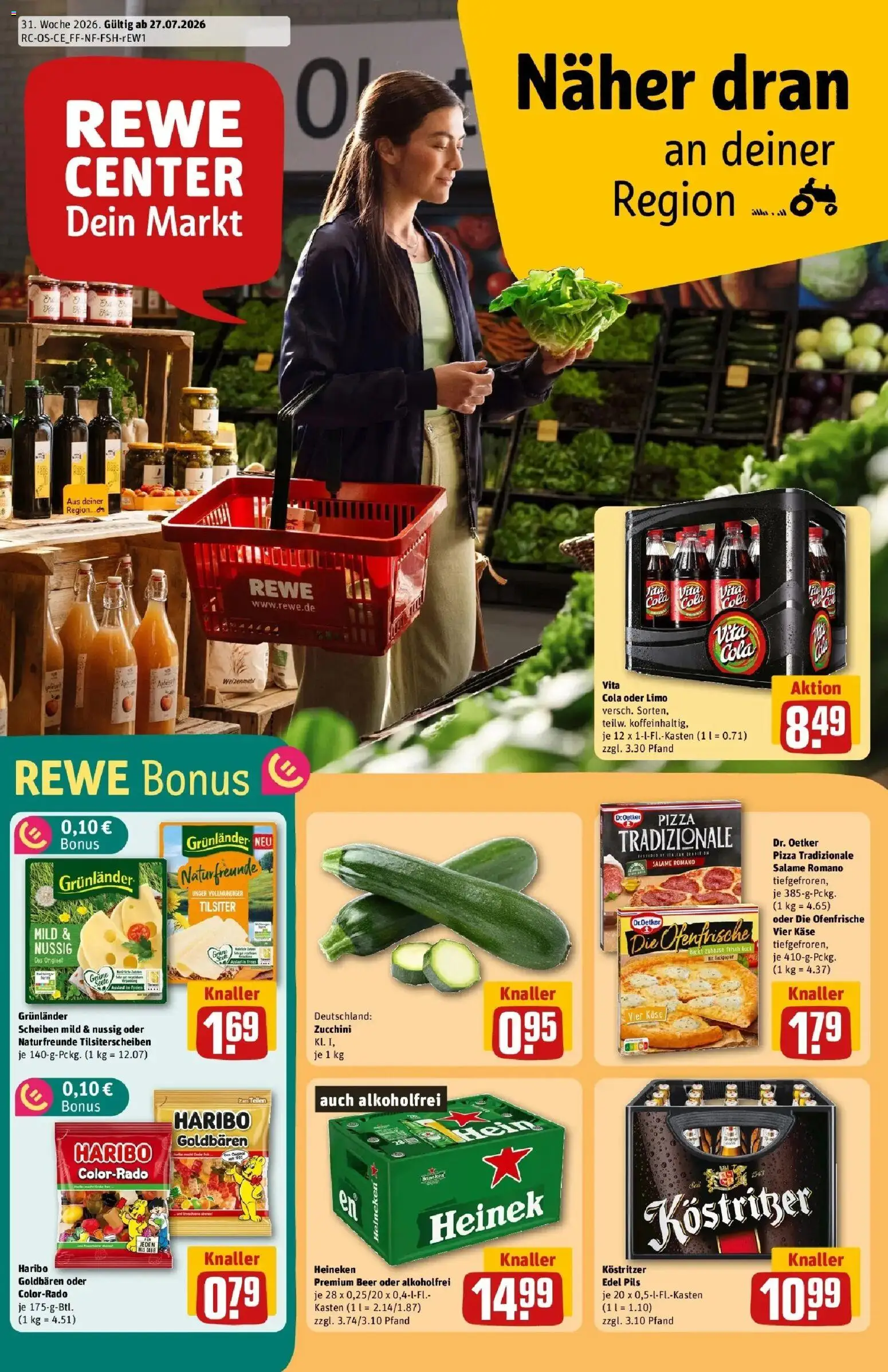 Rewe Prospekt Chemnitz – gültig ab 27.07.2026 | Seite: 1 | Produkte: Pils, Heineken, Vita cola, Pizza