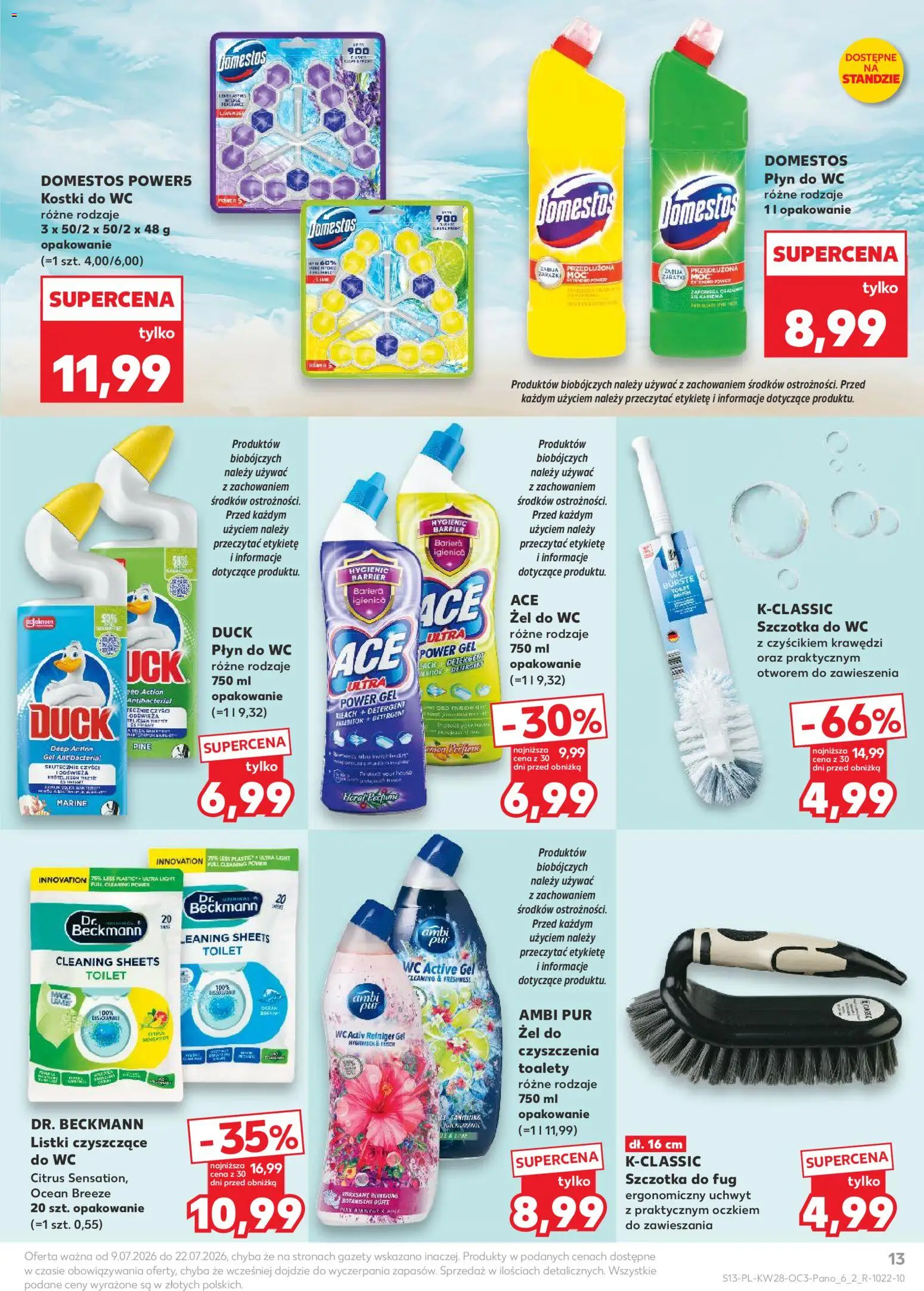 Kaufland Polsko leták - Letnie porządki od 09.07.2026 | Strana: 13 | Produkty: Domestos, Wc