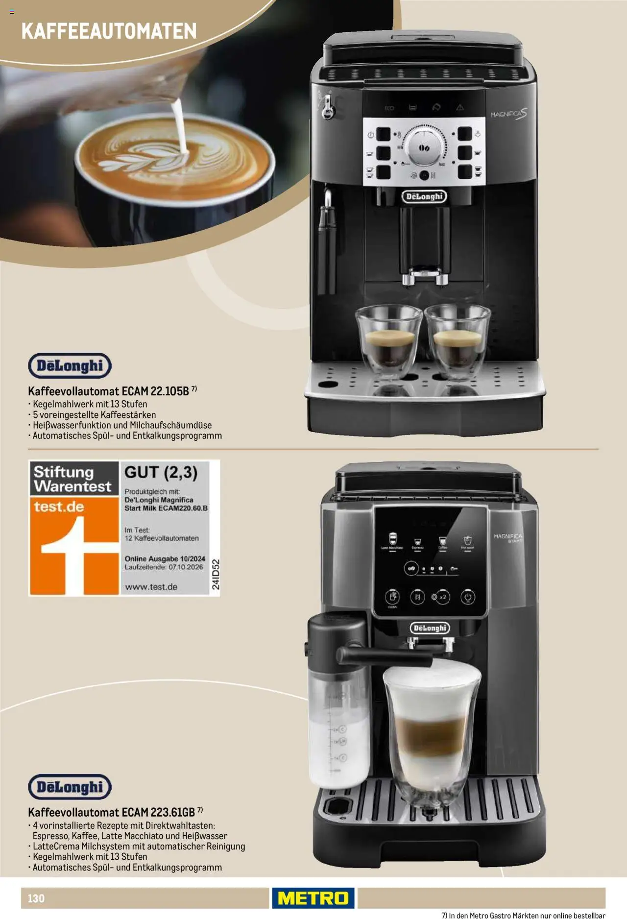 Metro Non Food Sortiment – gültig ab 01.10.2025 | Seite: 130 | Produkte: Kaffeevollautomat