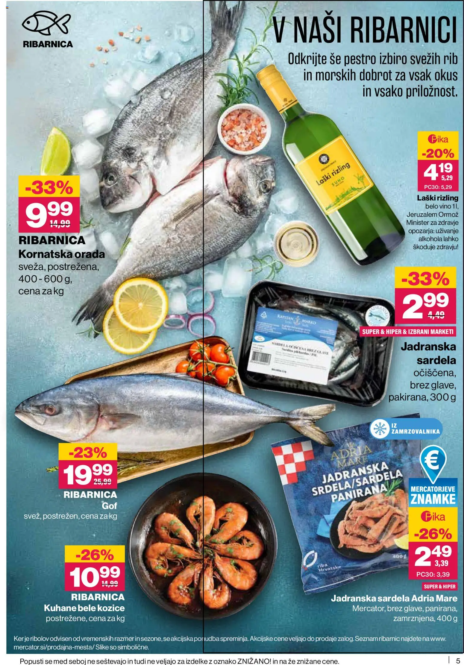 Novi Mercator katalog ponudbe – veljaven od 11.06.2026 | Stran: 5 | Izdelki: Kozice, Orada, Vino, Riba