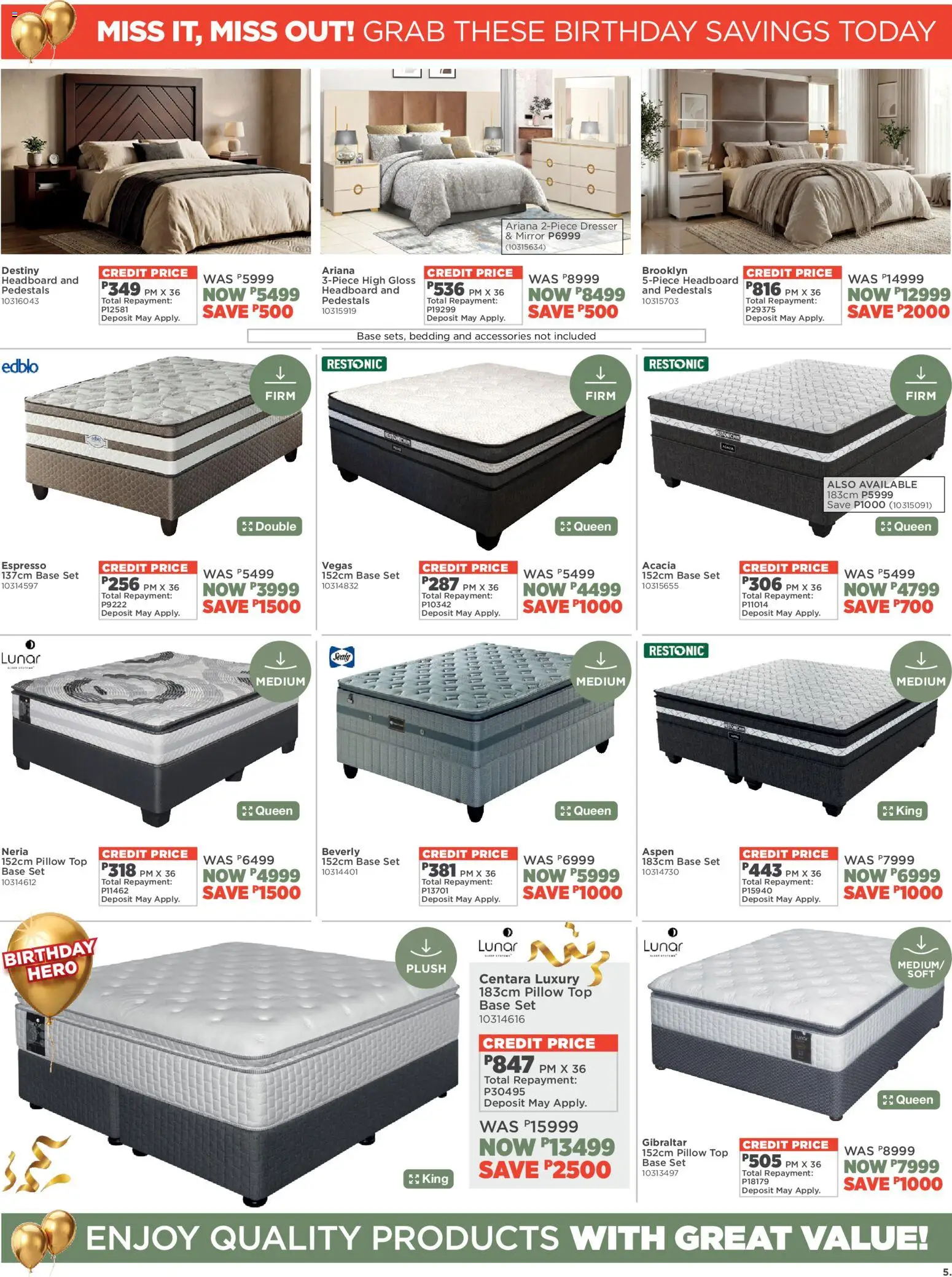 New House and Home catalogue – valid from 13.04.2026 | Page: 5 | Products: Gloss, Headboard, Pillow, Mirror