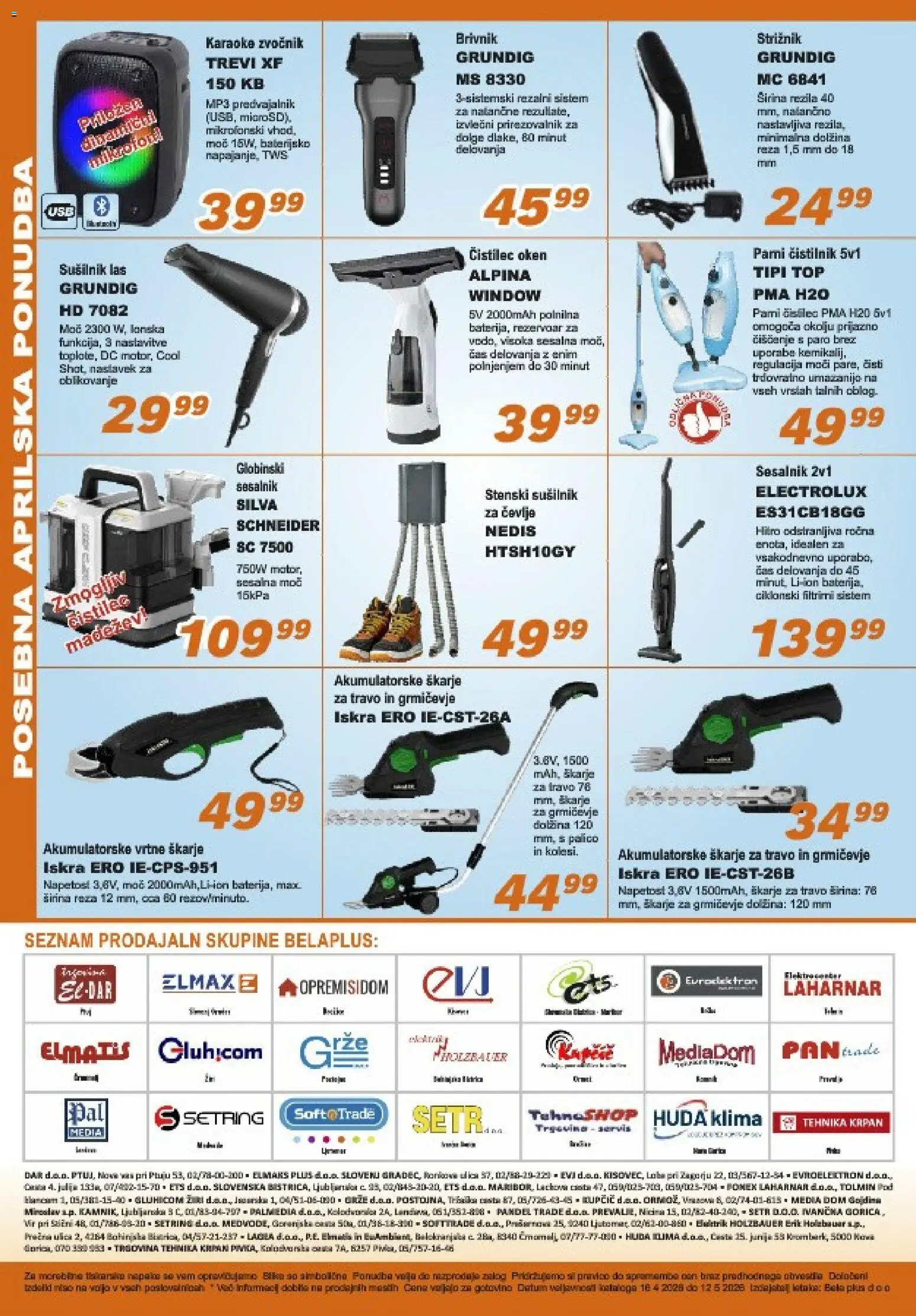 Novi Bela plus katalog ponudbe – veljaven od 16.04.2026 | Stran: 8 | Izdelki: Predvajalnik, Mikrofon, Sesalnik, Karaoke