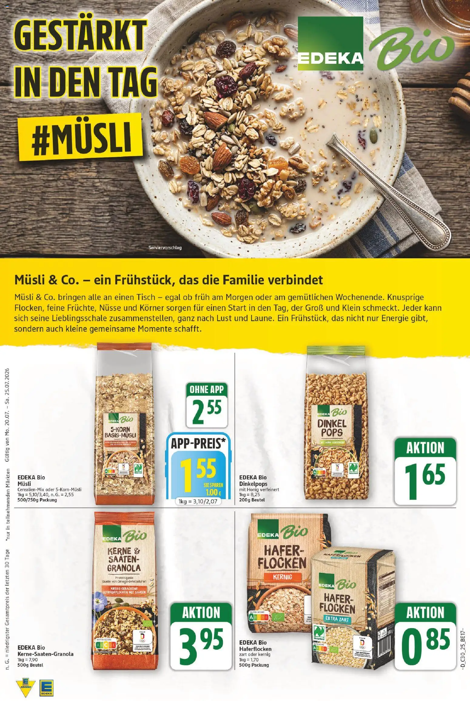 E center Prospekt – gültig ab 20.07.2026 | Seite: 27 | Produkte: Musli, Tisch, Nüsse, Flocken
