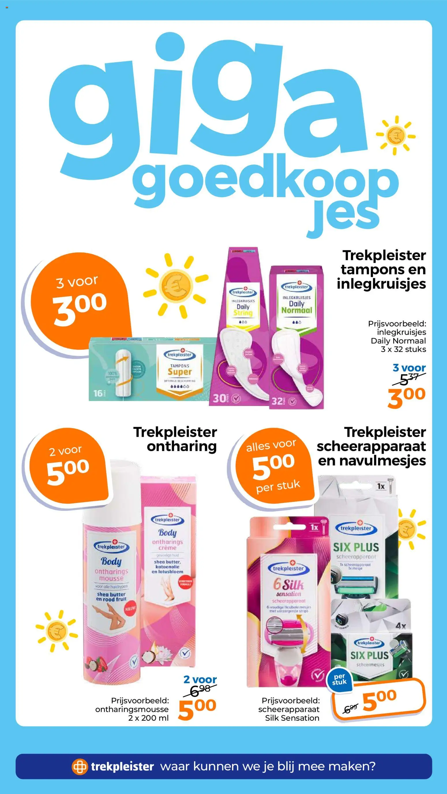 {H1} | Pagina: 7 | Producten: Inlegkruisjes, Scheerapparaat, Tampons, Fruit