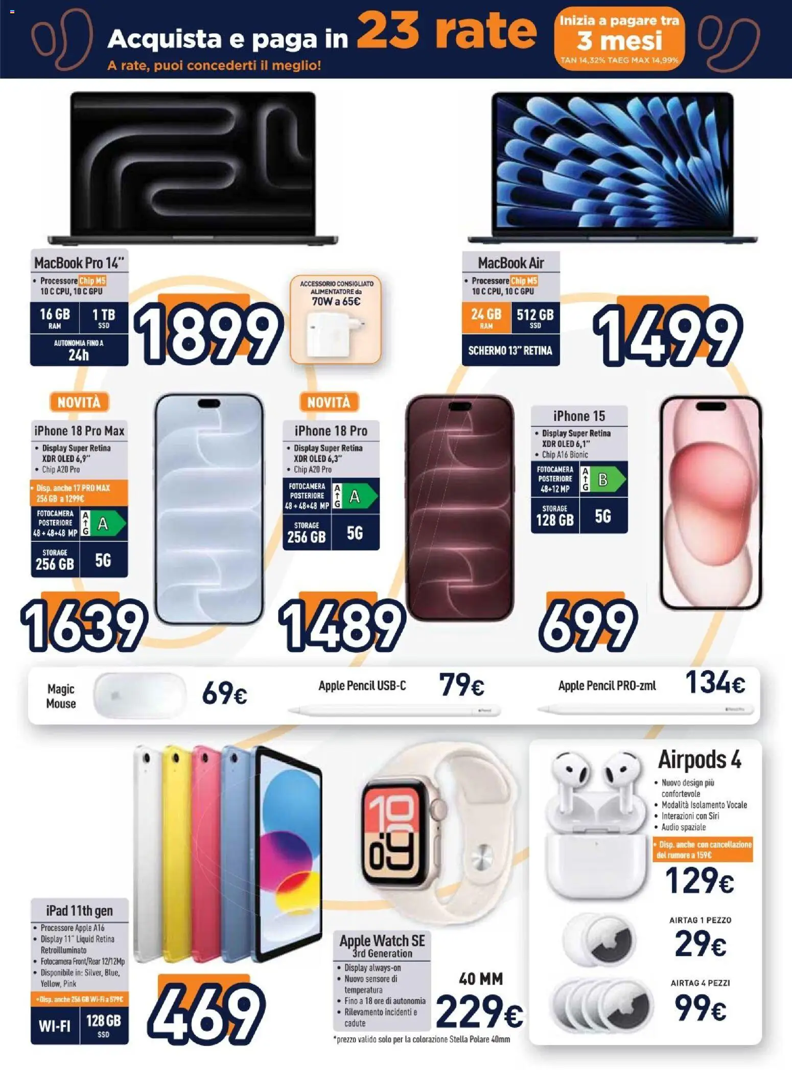 Volantino Unieuro del 02/10/2026 | Pagina: 12 | Prodotti: Macbook air, Ipad, Apple Watch, Macbook