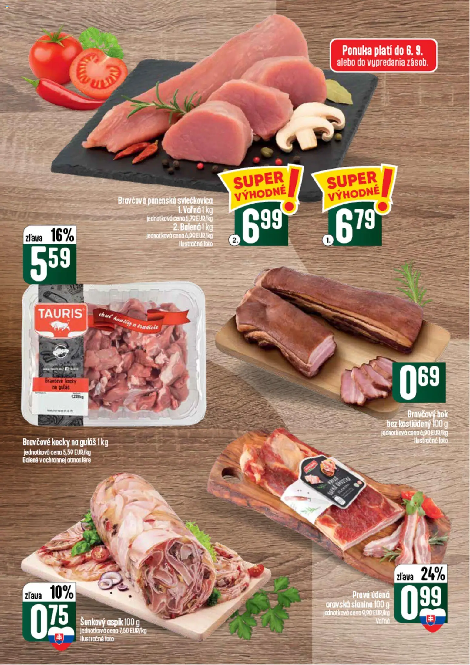 Nové COOP Jednota akcie – leták je platný od 03.09.2026 | Strana: 14 | Produkty: Slanina, Bravčové kocky, Bravčový bok