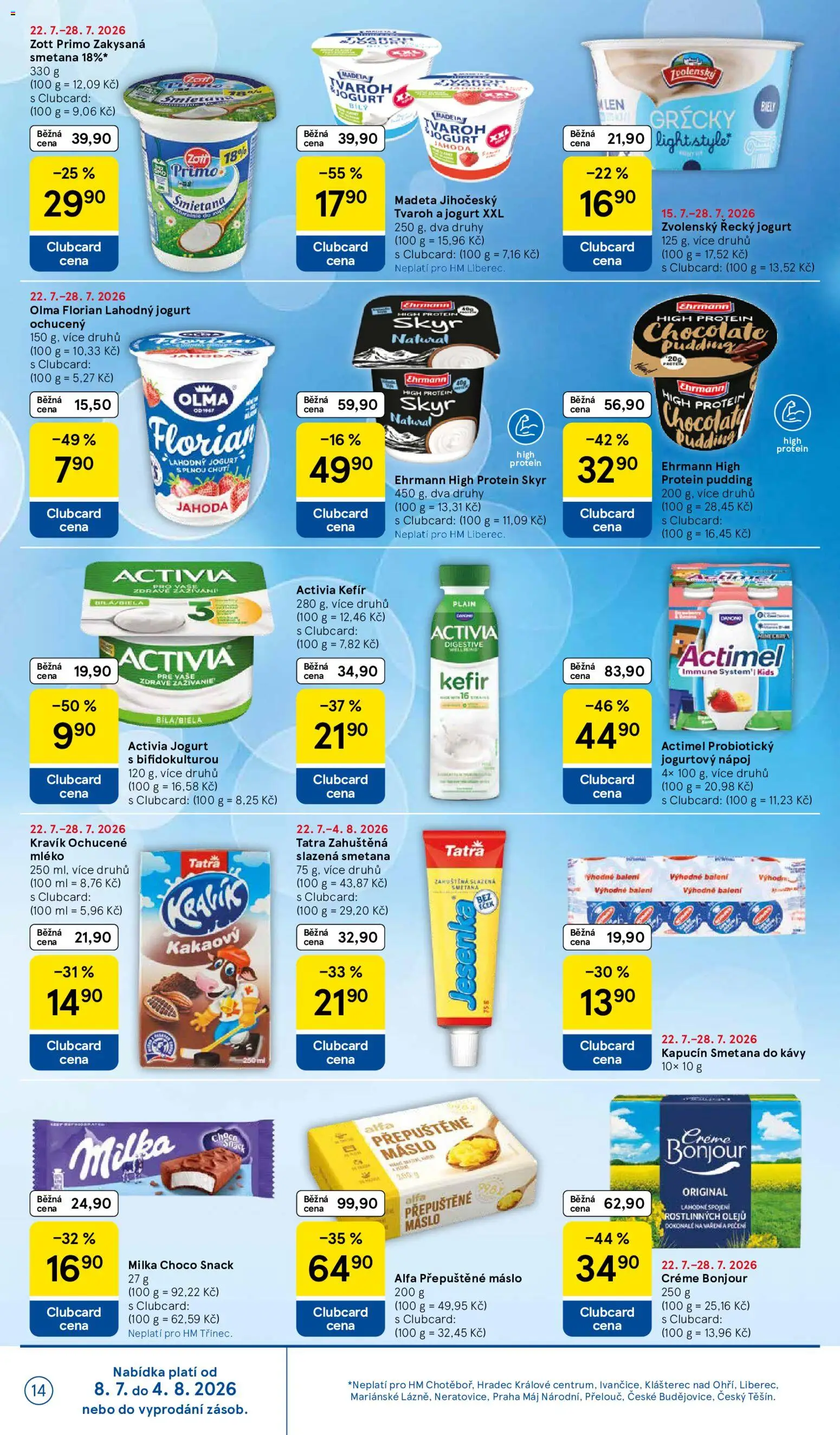Tesco leták - Hypermarket od 22.07.2026 | Strana: 14 | Produkty: Kefír, Actimel, Jogurtový nápoj, Protein