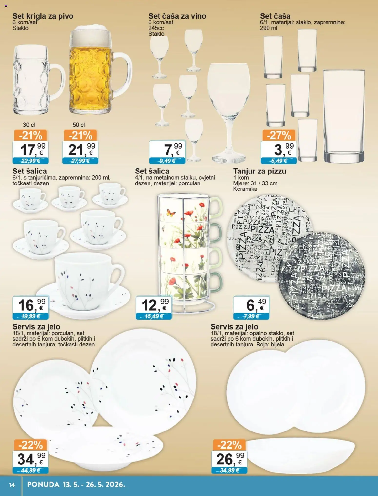 KTC katalog | vrijedi od 13.05.2026 | Stranica: 14 | Proizvodi: Pizza, Vino, Pivo, Šalica