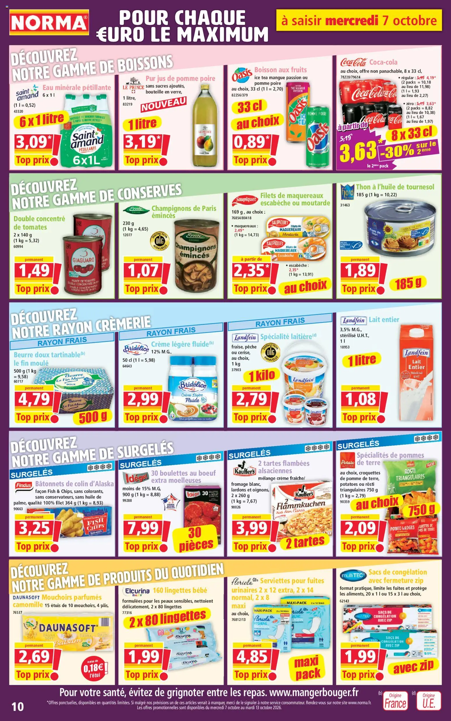 {H1} | Page: 10 | Produits: Pomme, Lardons, Fruits, Beurre