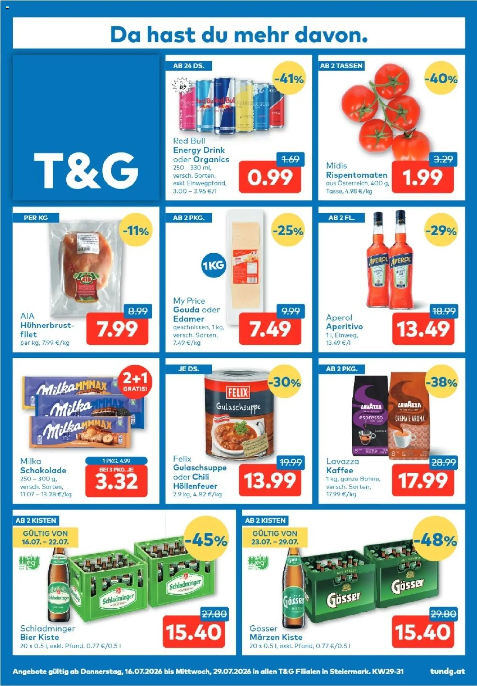 T&G Steiermark gültig ab 16.07.2026 | Seite: 1 | Produkte: Chili, Kaffee, Schokolade, Bier