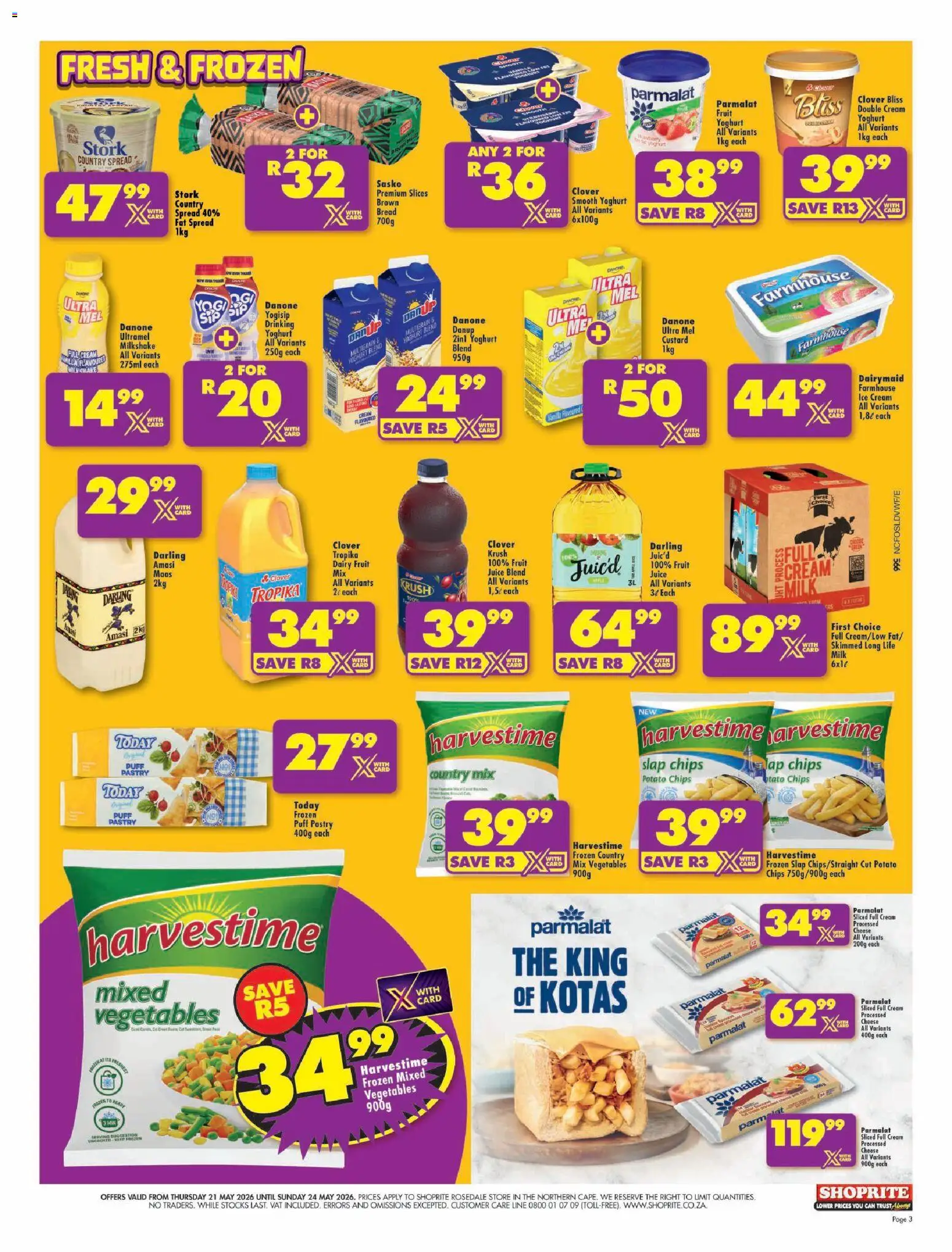 New Shoprite catalogue – valid from 21.05.2026 | Page: 3 | Products: Cheese, Vegetables, Fat spread, Fruit