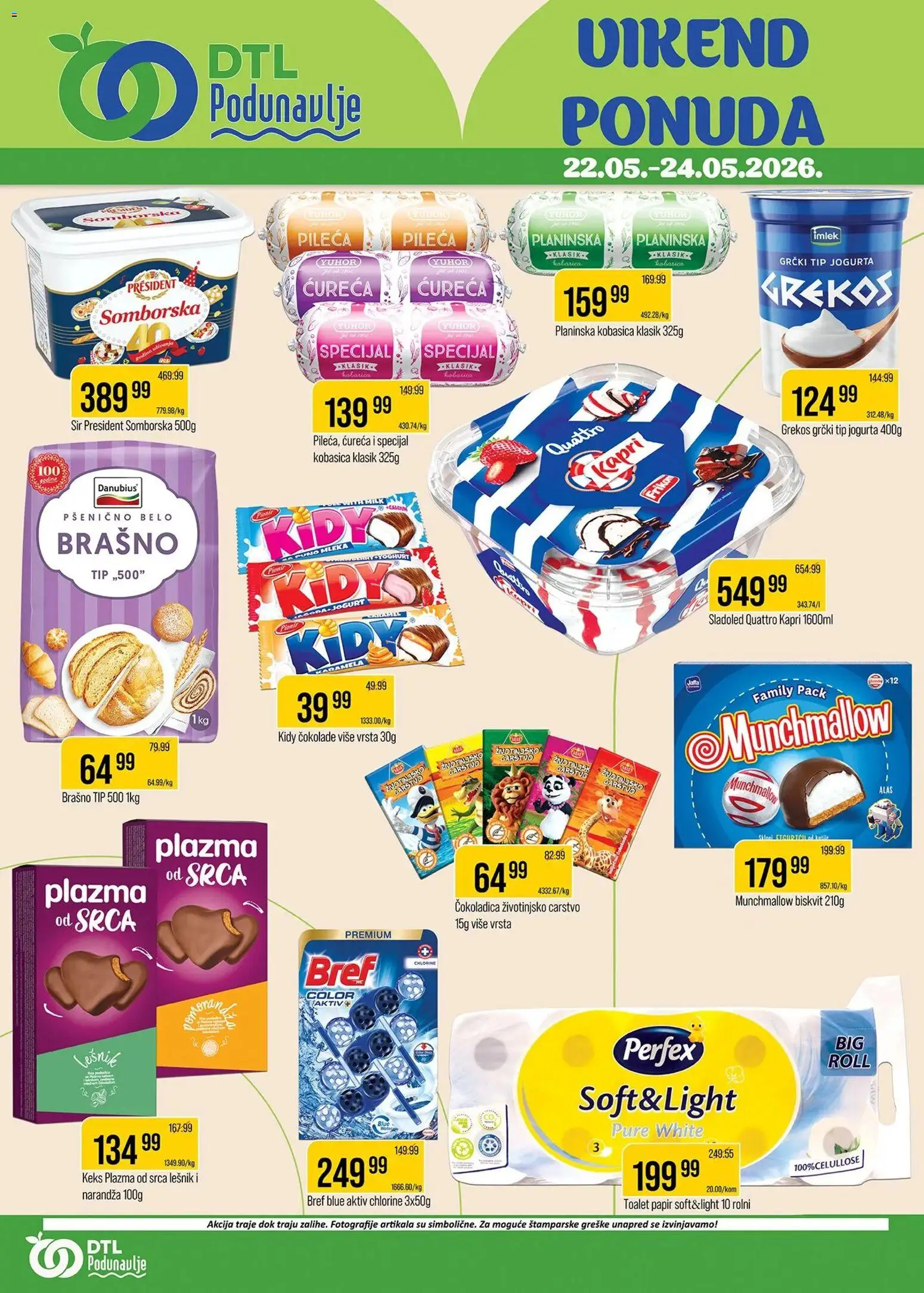 Podunavlje katalog - važi od 22.05.2026 | Strana: 1 | Proizvode: Bref, Munchmallow, Jogurt, Kobasica